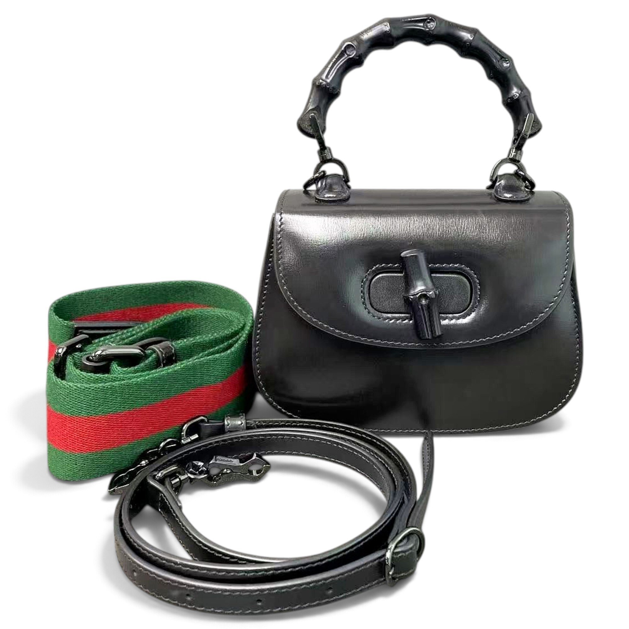 Convertible Bamboo Top Handle leather handbag