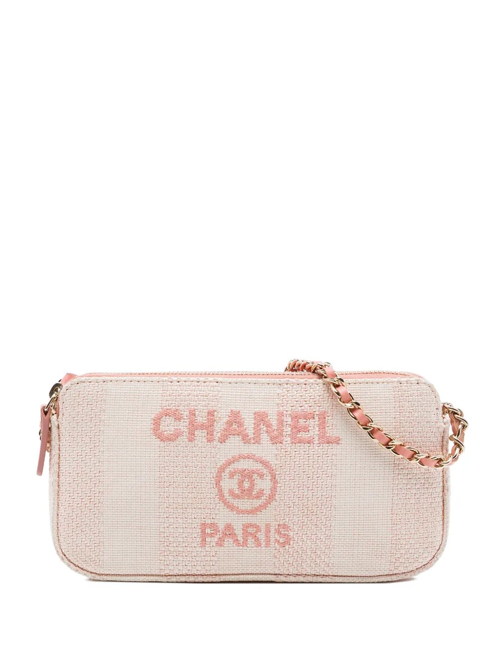 2019 Raffia Deauville Double Zip Clutch with Chain crossbody bag
