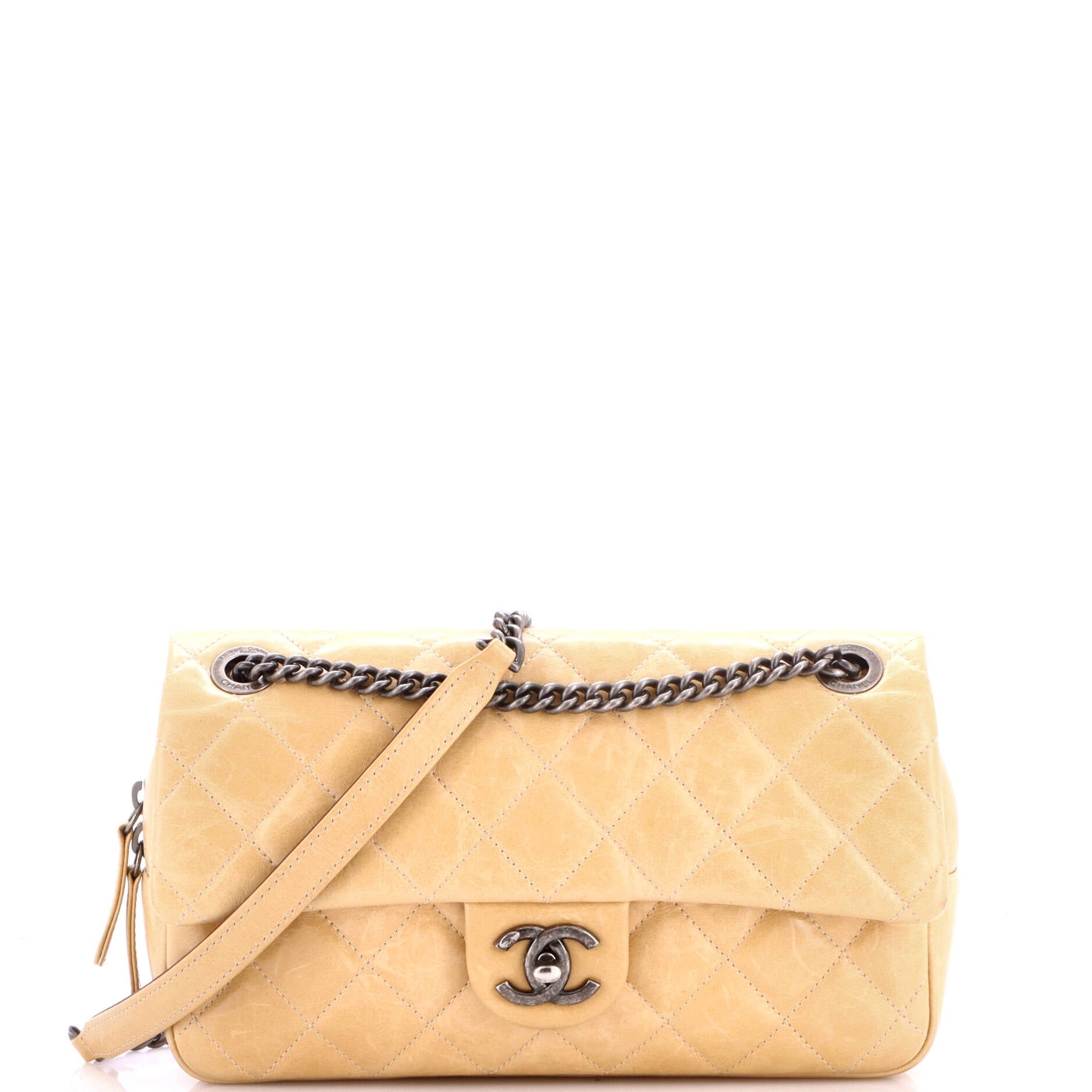 Duo Color Flap Bag Quilted Glazed Calfskin Medium