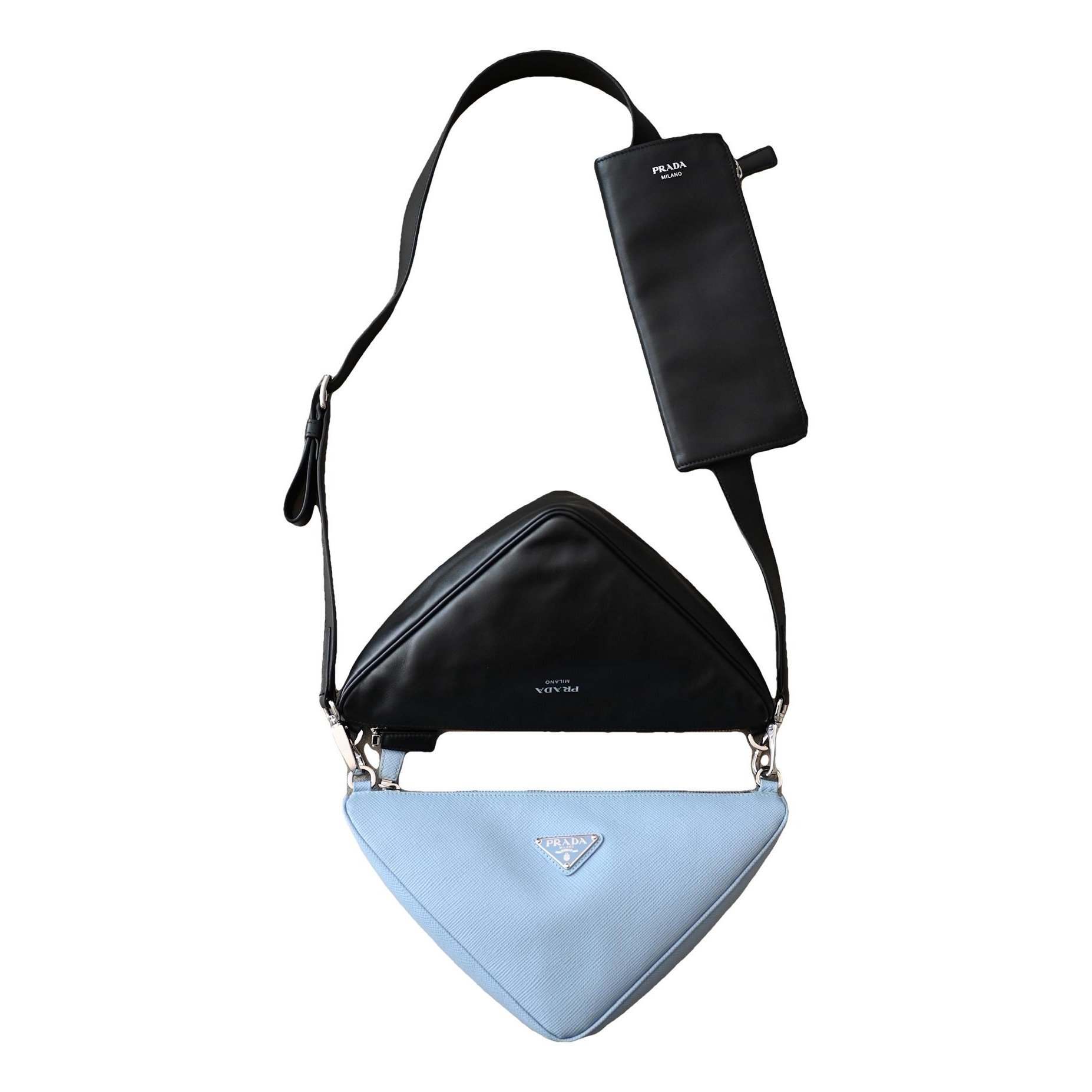 Triangle leather crossbody bag
