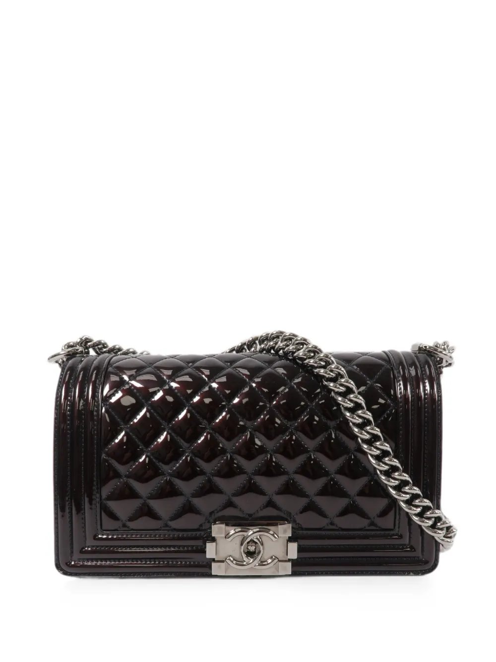 Boy quilted patent leather shoulder bag
