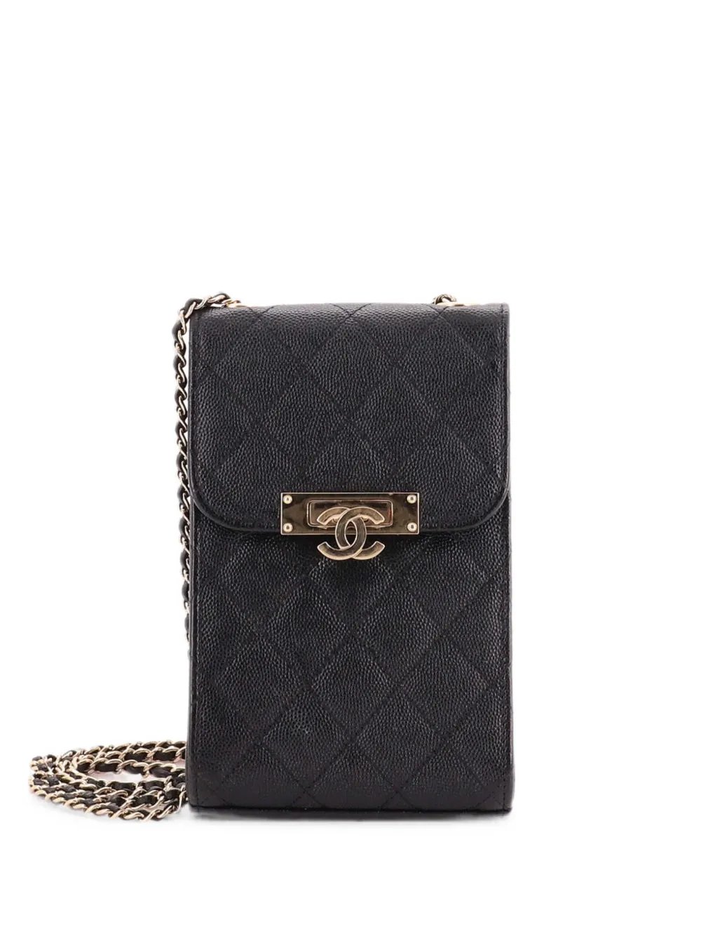 Golden Class Phone Holder Quilted Caviar crossbody bag