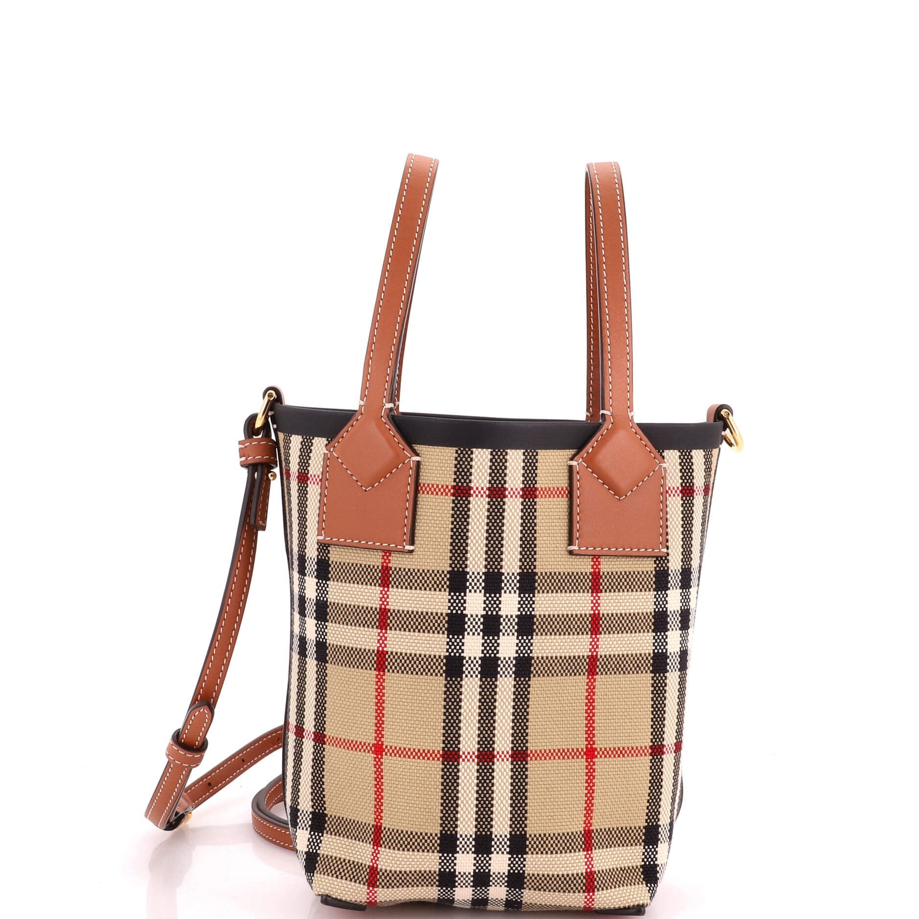 London Bucket Bag Vintage Check Canvas Mini