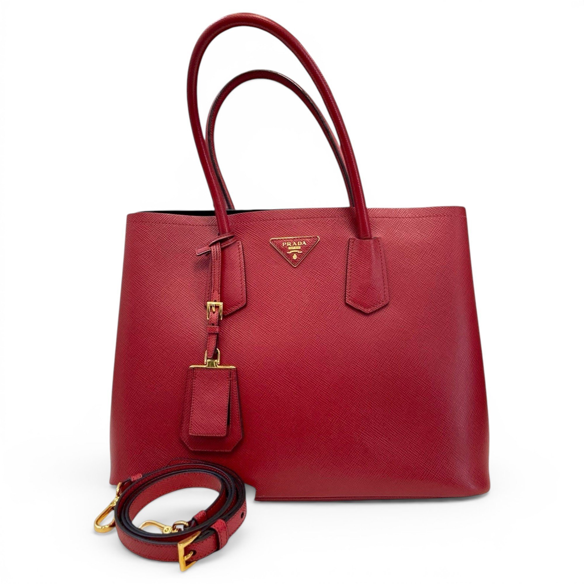 Double leather handbag