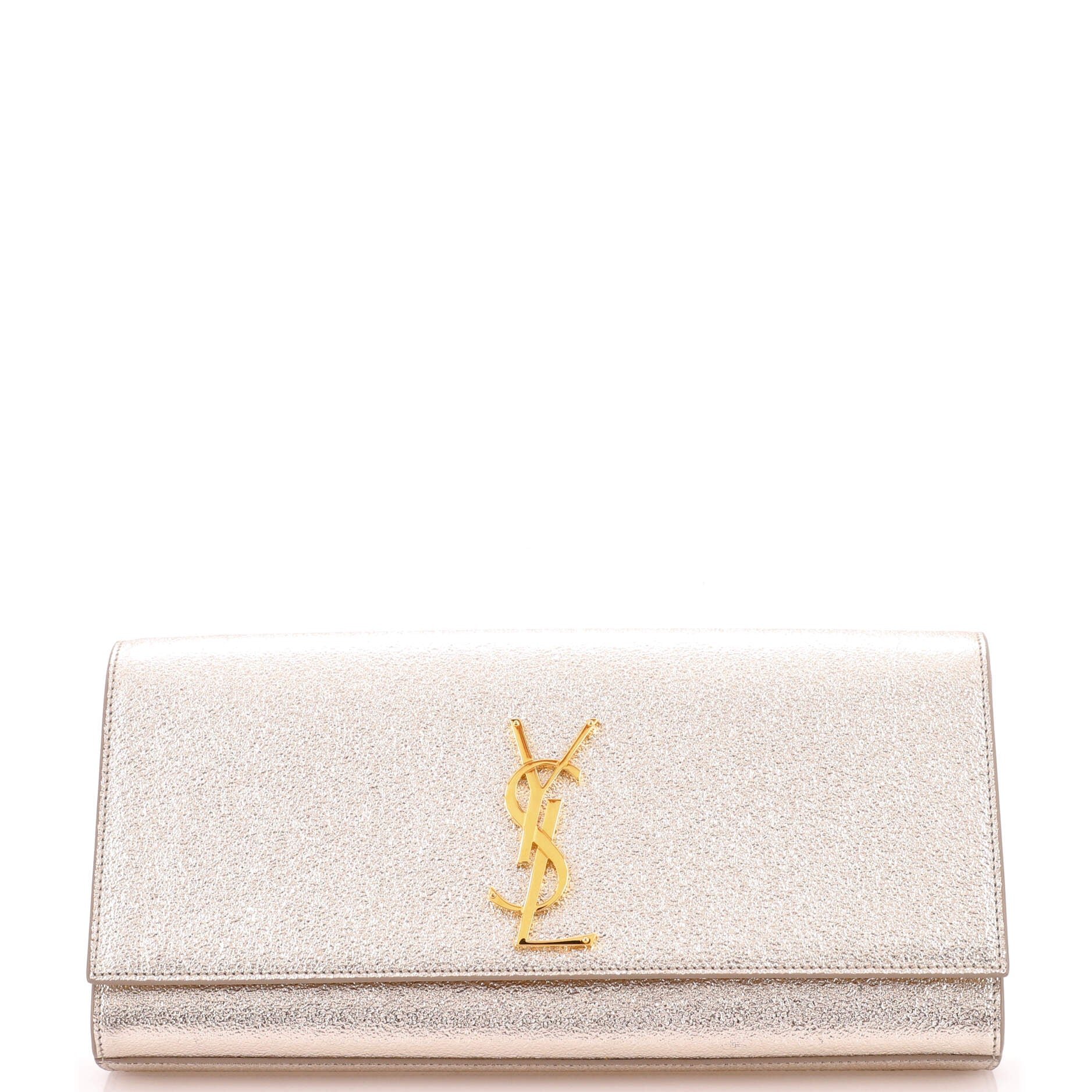 Classic Monogram Clutch Metallic Calfskin Long