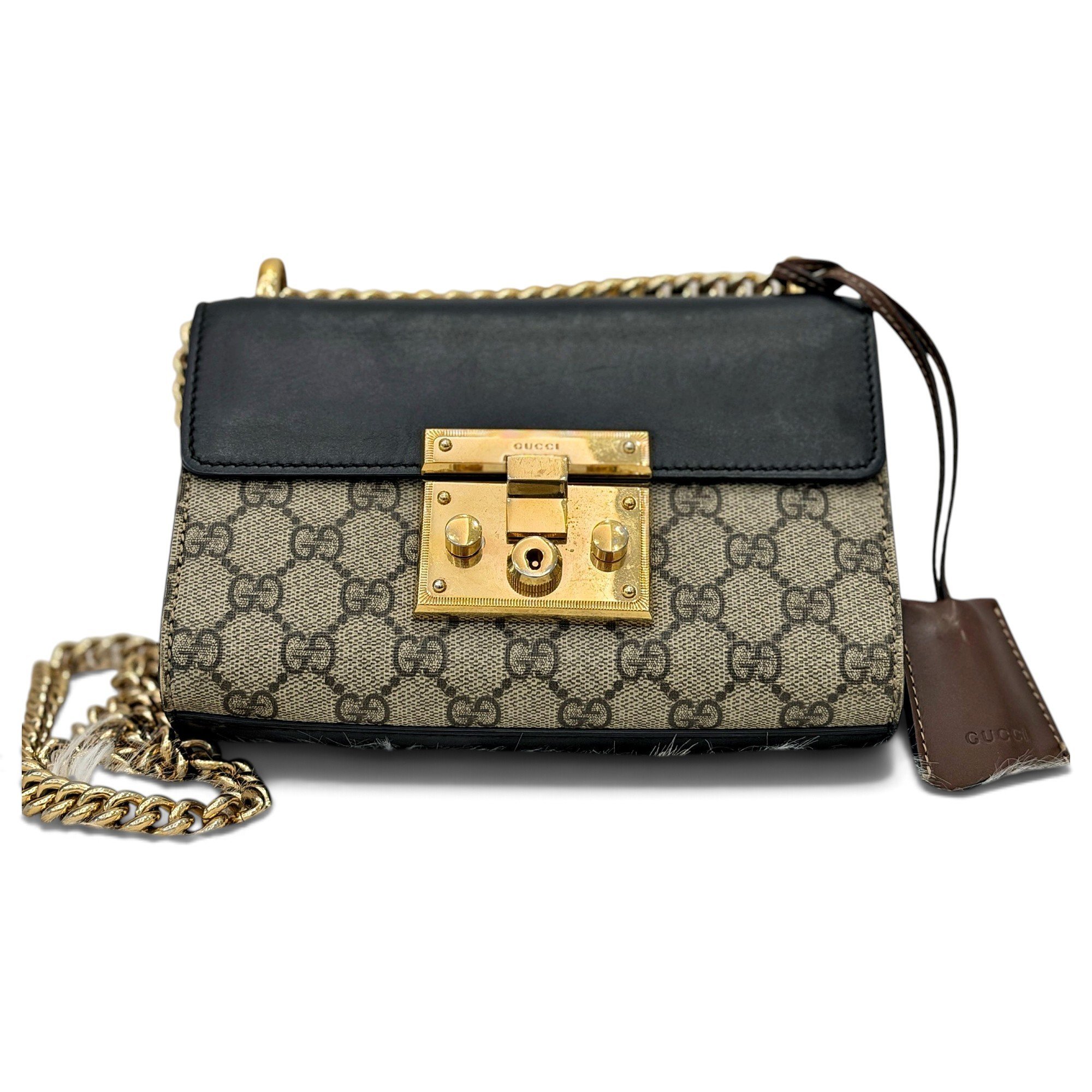 Padlock leather handbag
