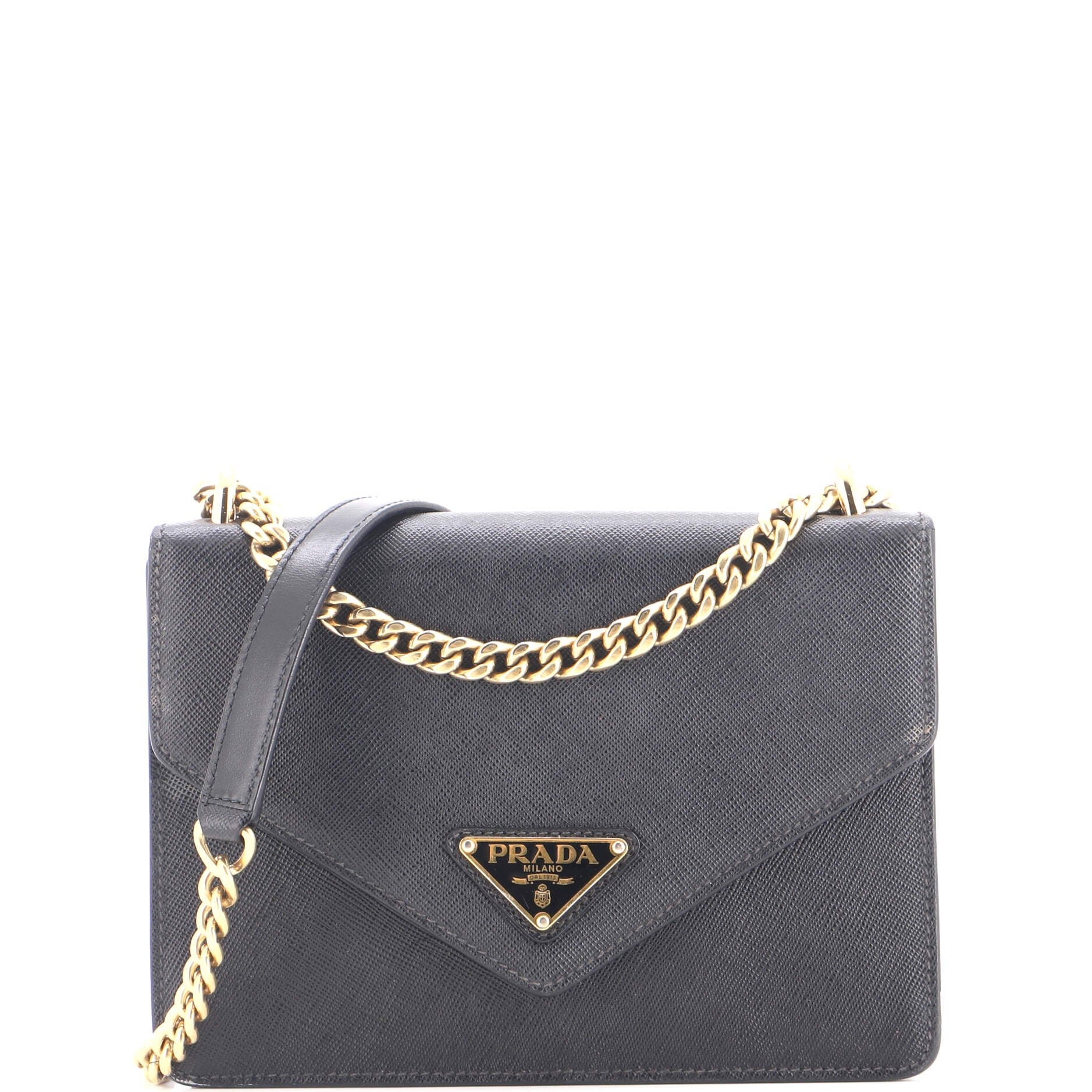 Prada Envelope Flap Chain Shoulder bag Saffiano Leather Small