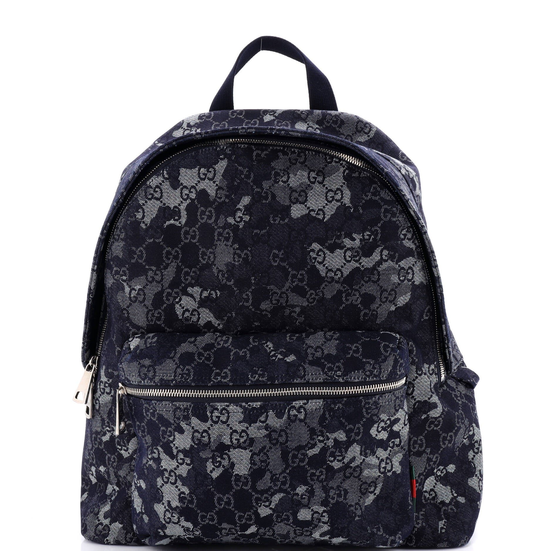 Zip Front Pocket Backpack Camouflage GG Denim