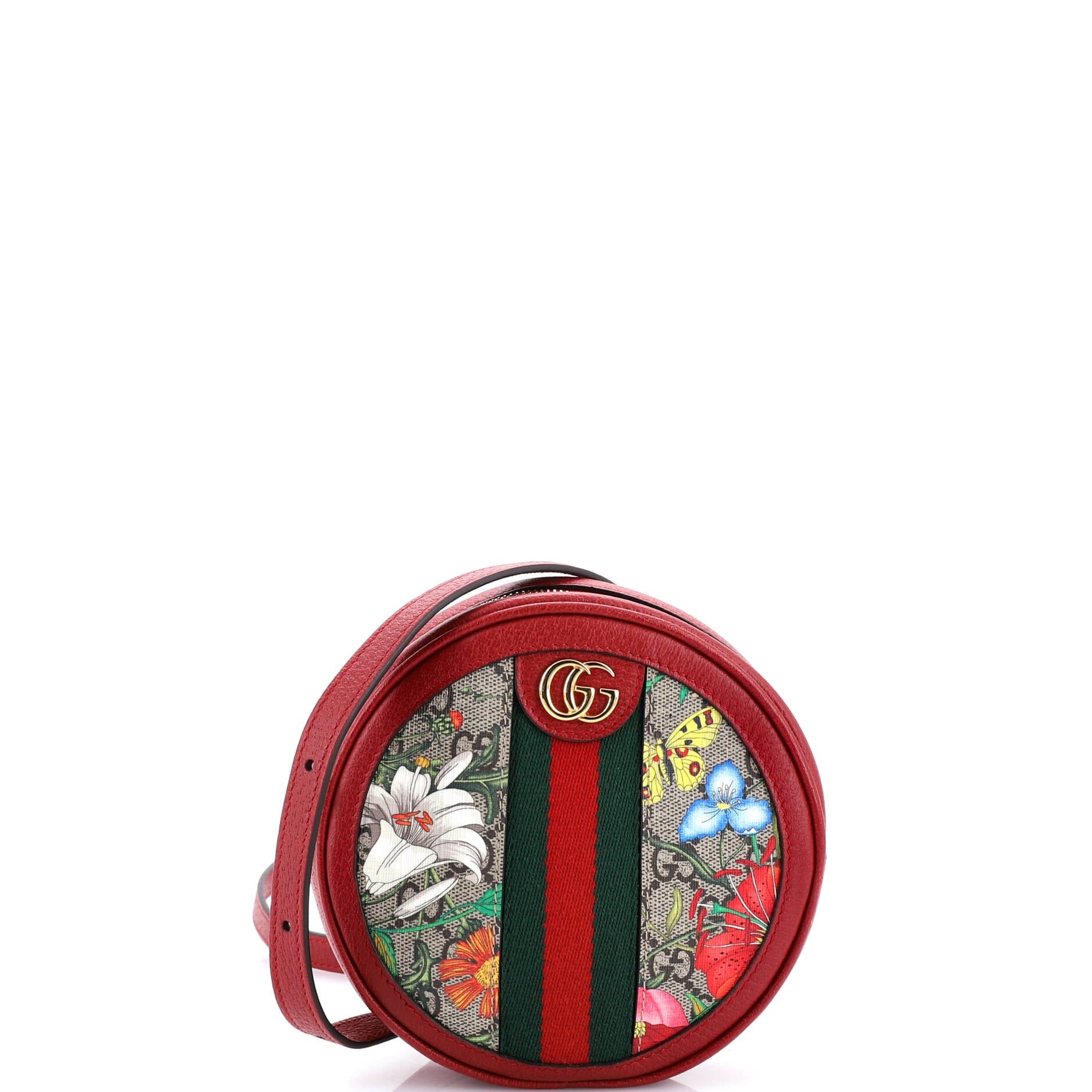 Gucci Ophidia Round Backpack Flora GG Coated Canvas Mini