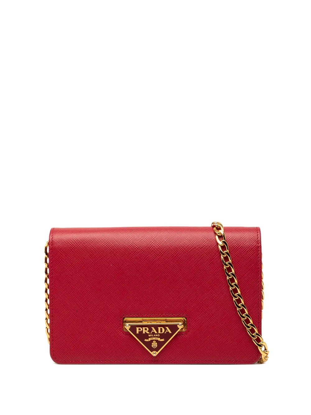 2013-2026 Saffiano Lux Flip Lock Wallet on Chain crossbody bag