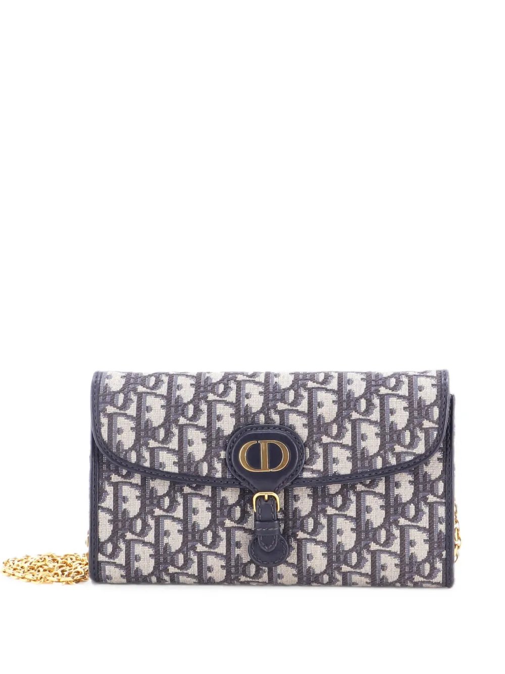 Bobby Pouch with Chain Oblique Canvas East West clutch bag