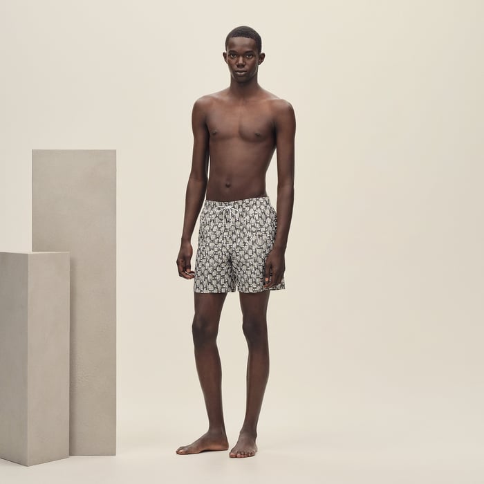 Gris Éléphant "H Cut Remix" Swim Trunks