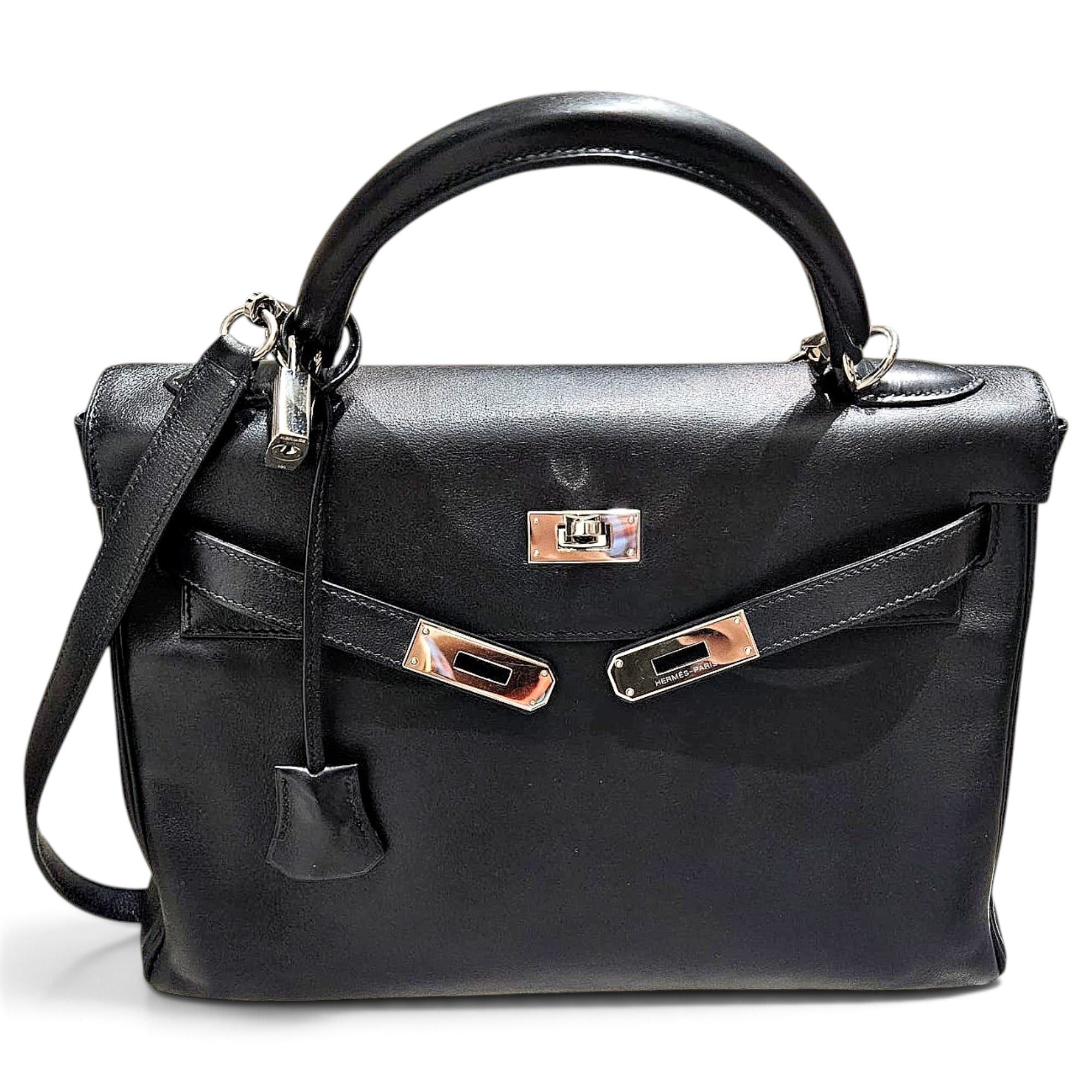 Hermes Kelly 32 Handbag Noir Swift Leather
