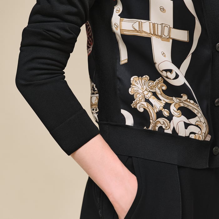 Noir "Ferronnerie Remix" Long-sleeve Twillaine Cardigan