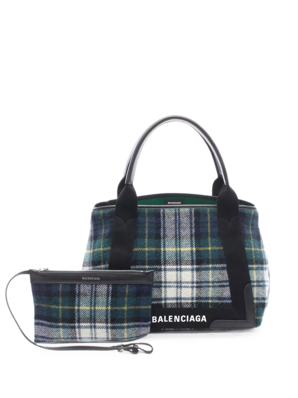Navy Cabas check-pattern tote bag