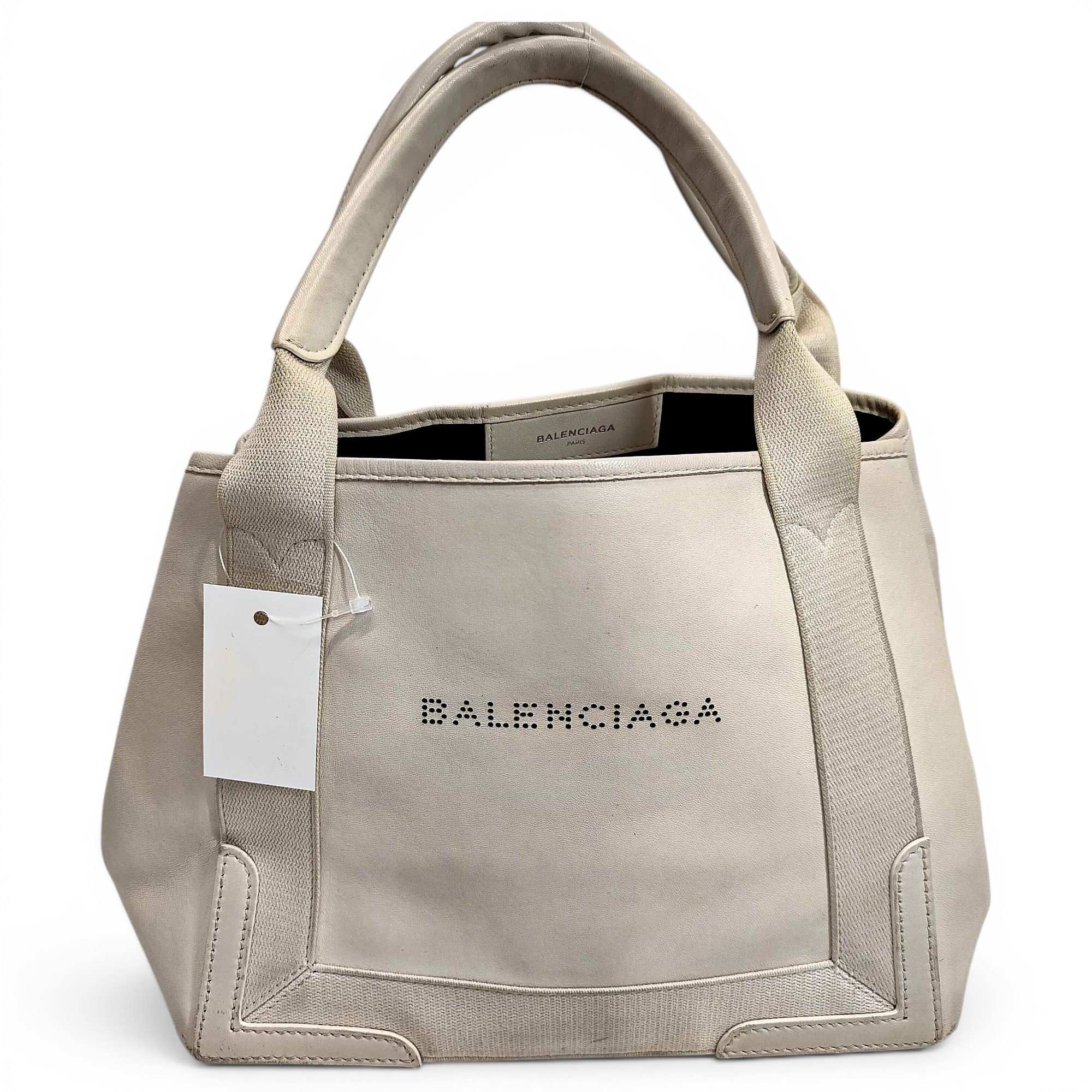 Navy cabas leather handbag