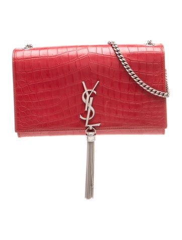 Embossed Leather Kate Tassel Bag Medium