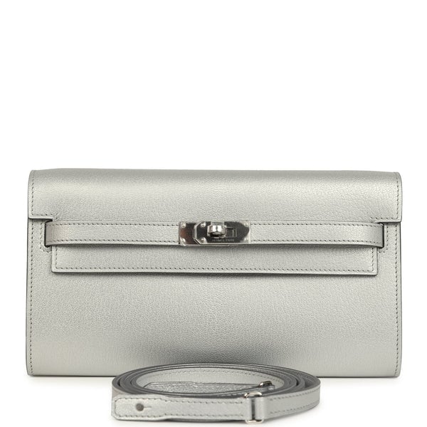 Hermes Hermes Kelly Wallet To Go Argent Chevre Chamkilight Palladium Hardware