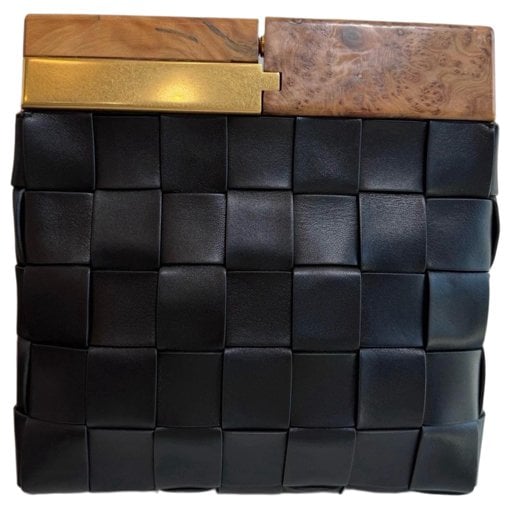 Snap leather clutch bag