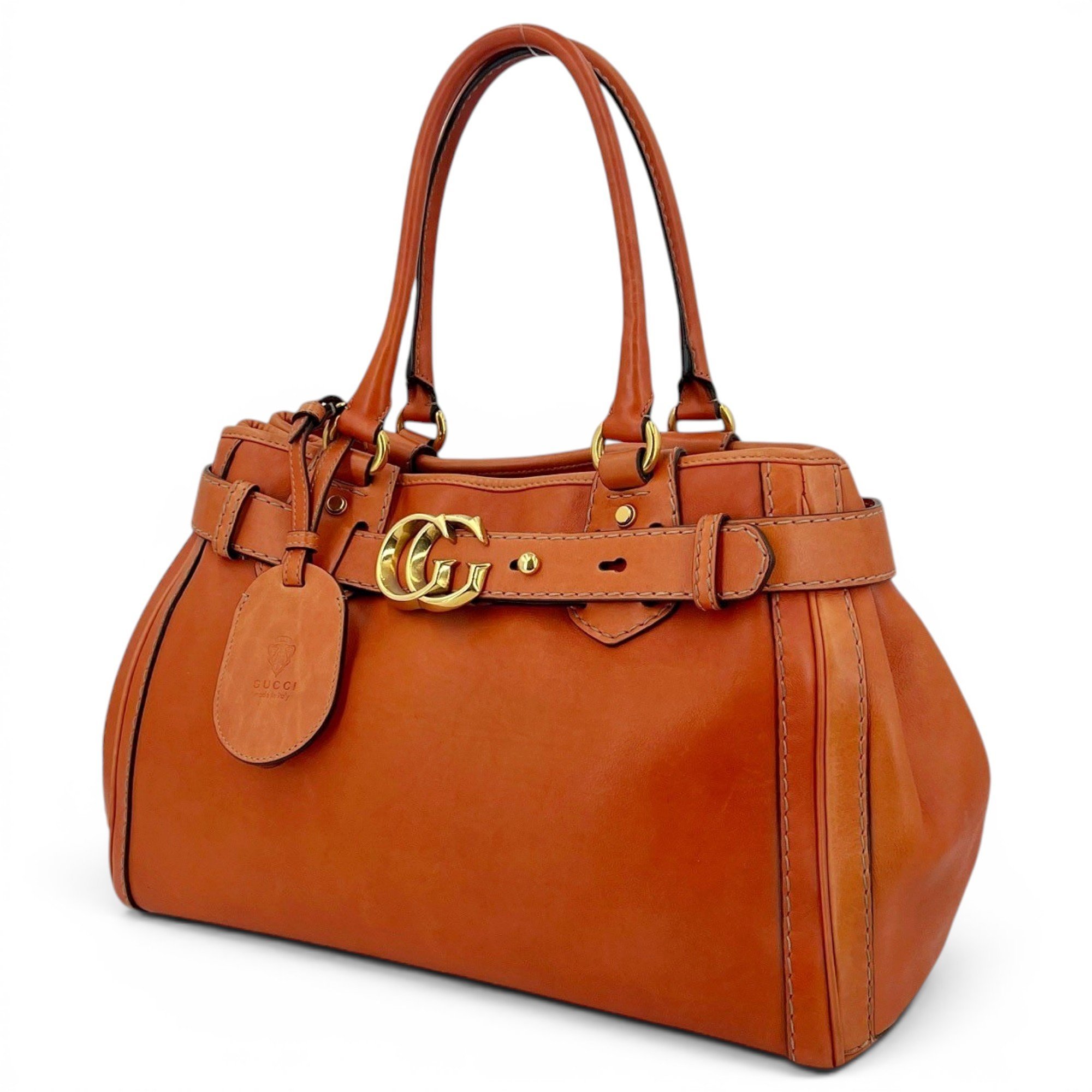 Bamboo Bullet Top Handle leather handbag
