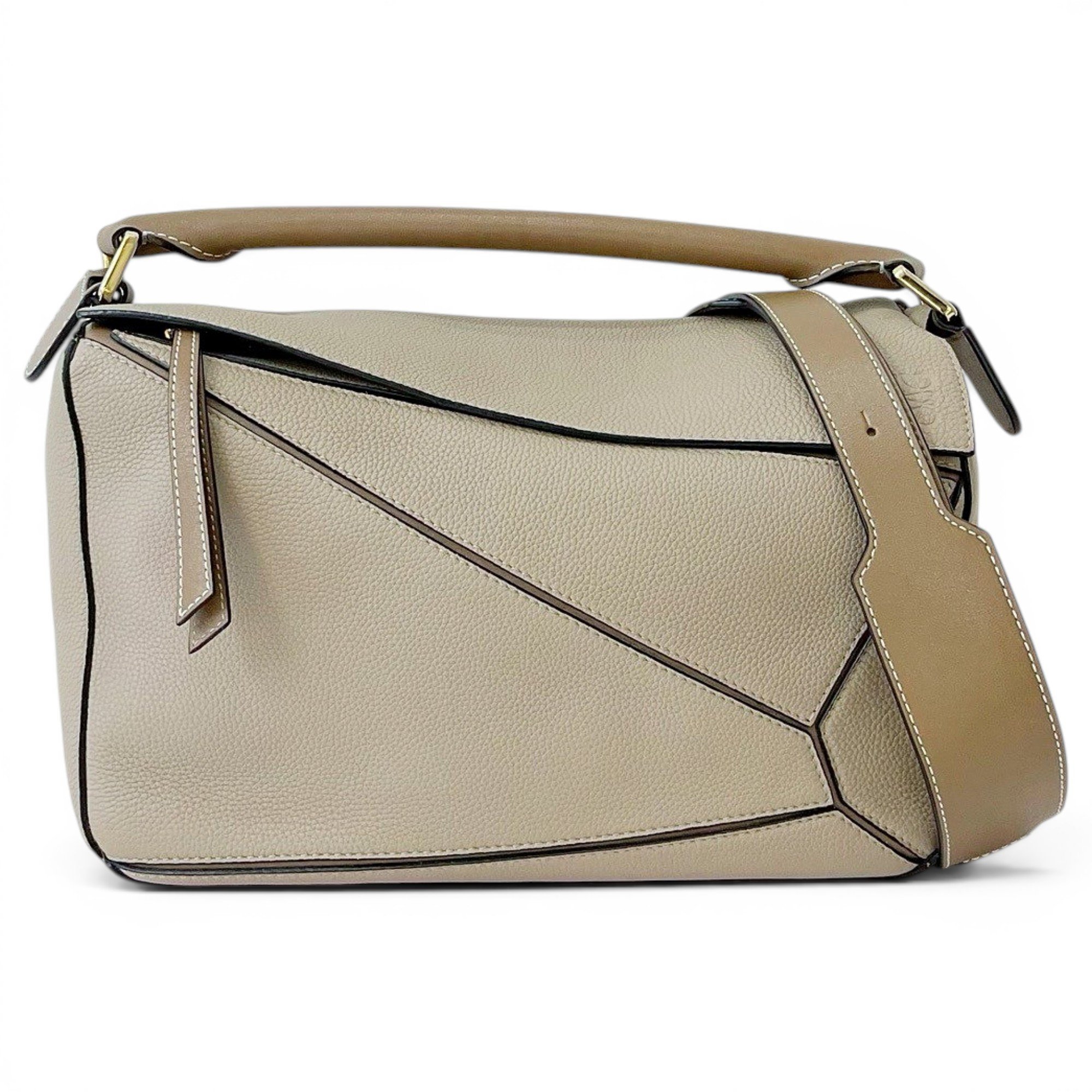 Puzzle leather handbag
