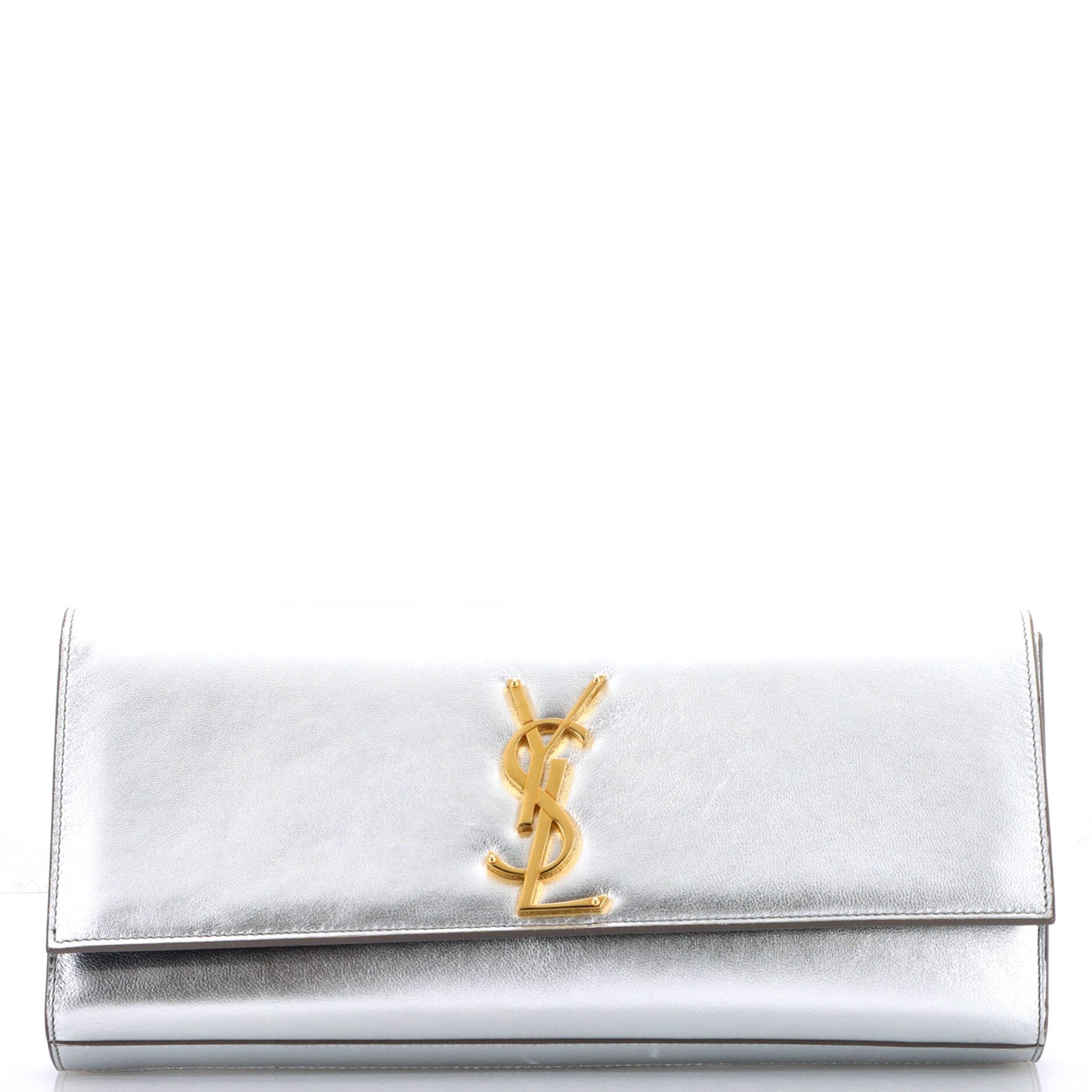 Classic Monogram Clutch Metallic Calfskin Long