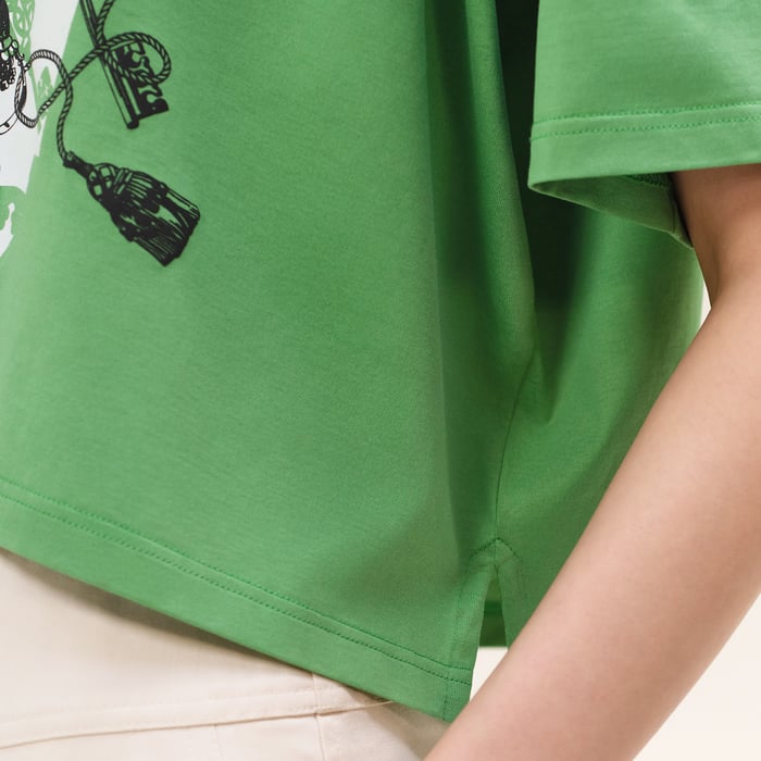 Vert Opaline "Les Clefs" Cropped T-shirt