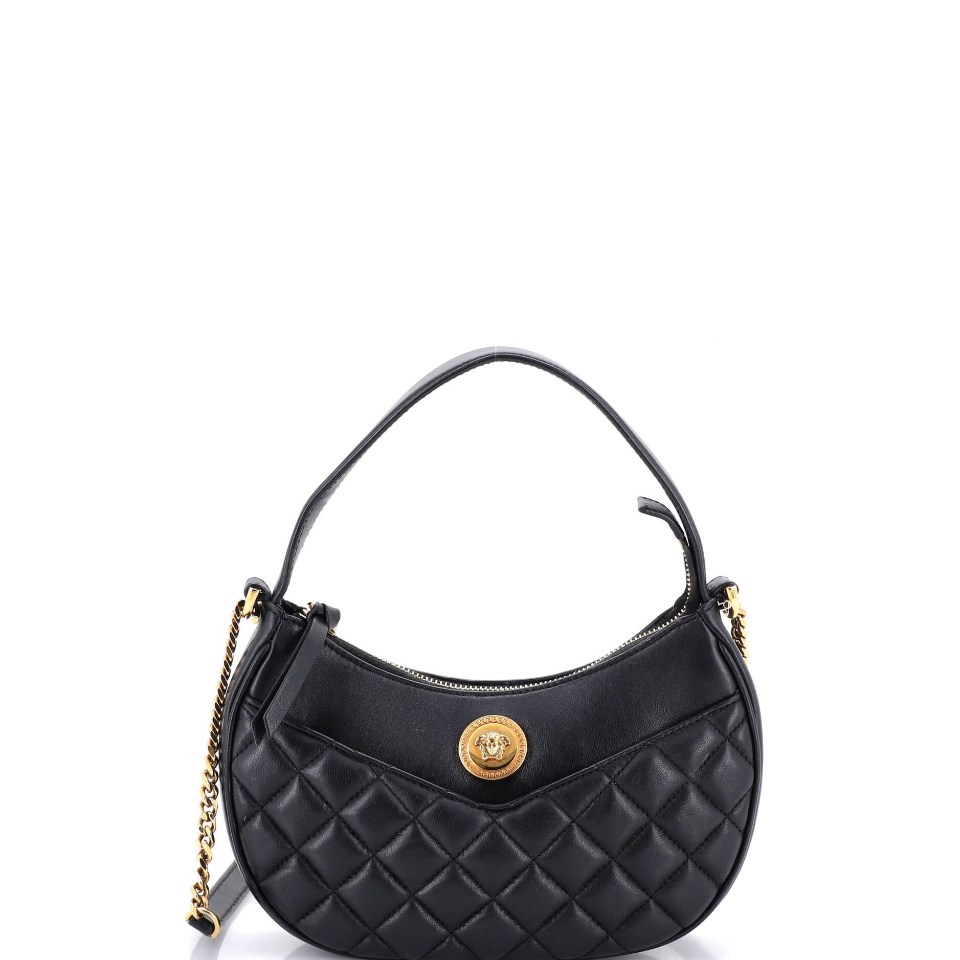 Versace Medusa Half Moon Bag Quilted Leather