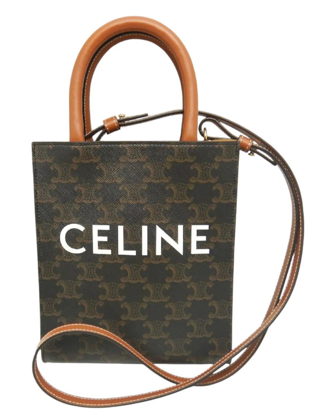 2022 Mini Triomphe Coated Canvas Vertical Cabas satchel