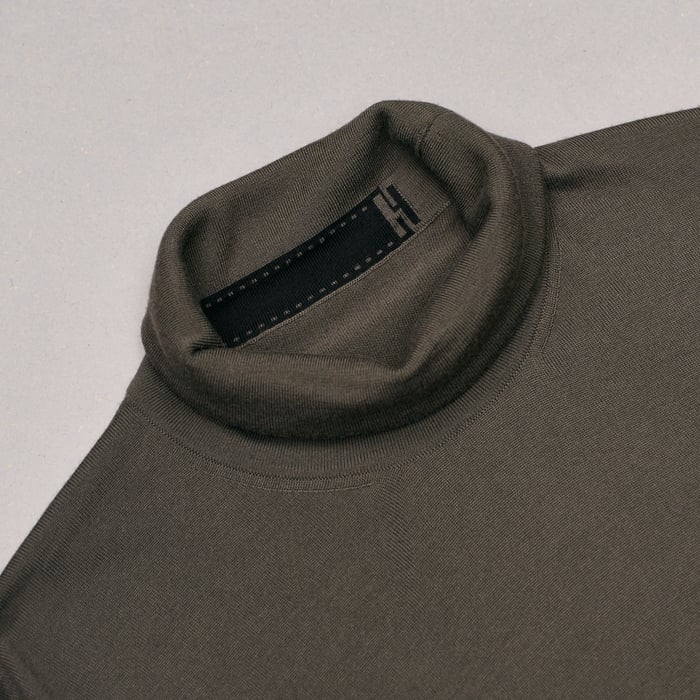 Taupe "Detail H" Turtleneck Sweater