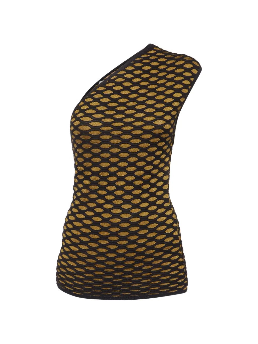 jacquard knit one-shoulder blouse