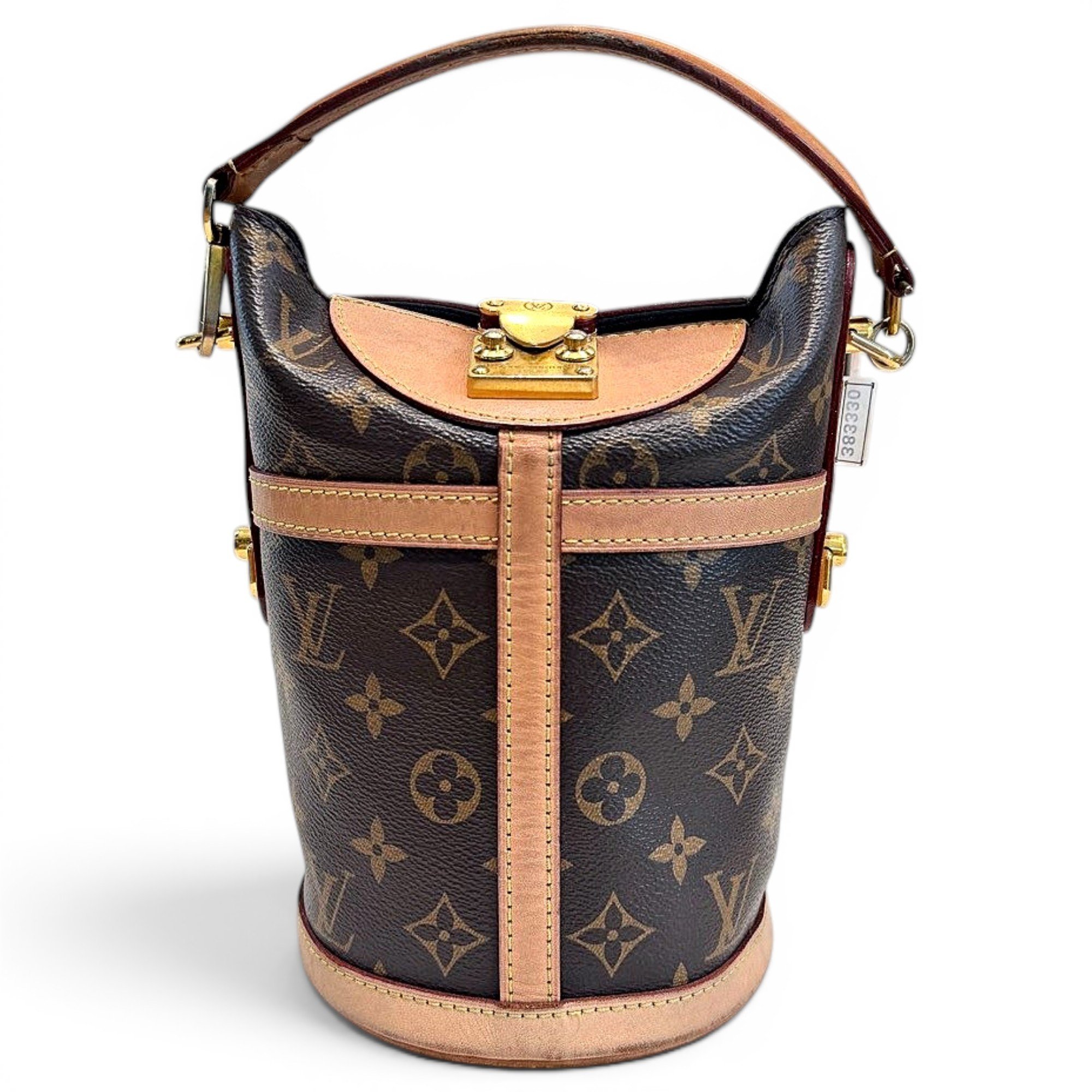 Duffle leather handbag