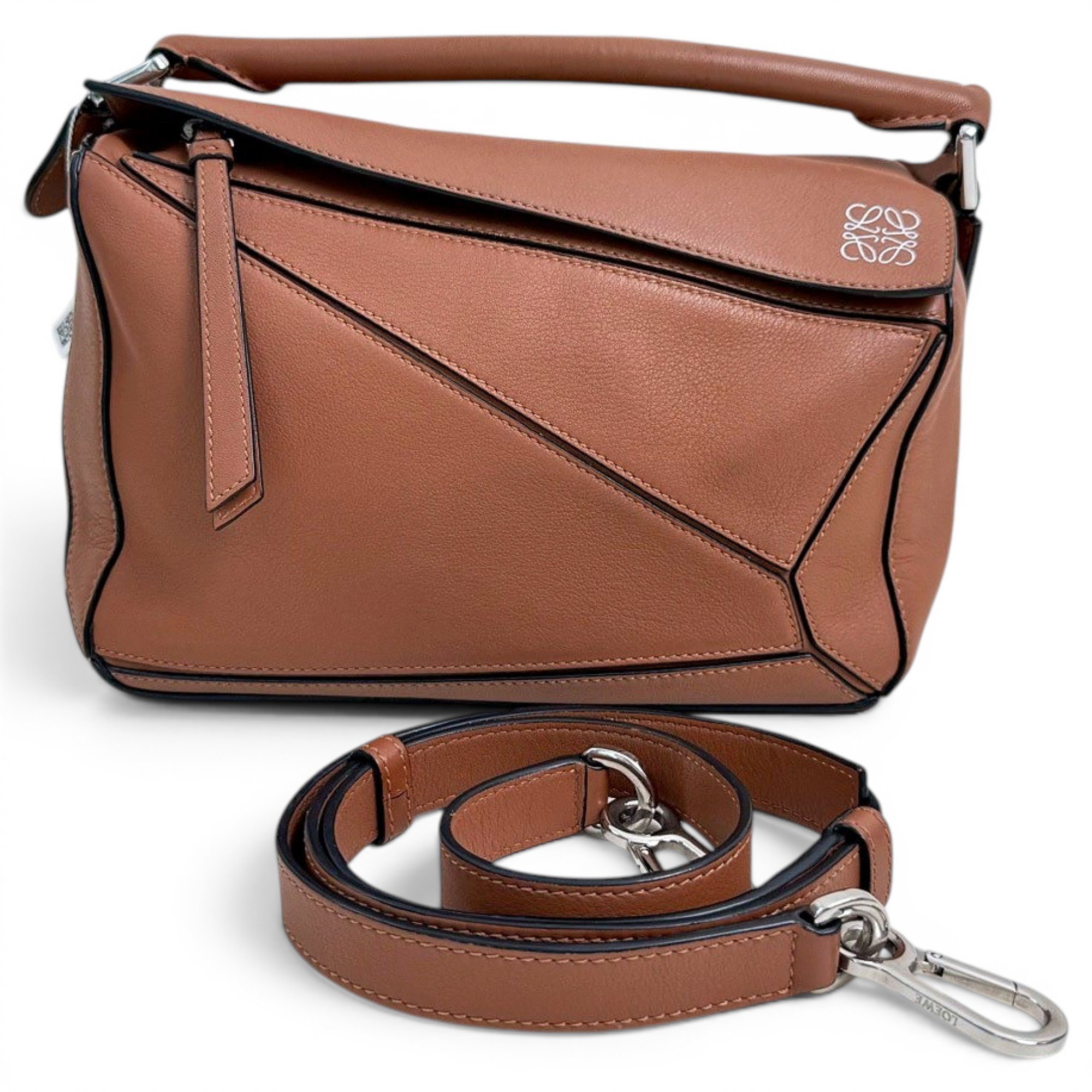 Puzzle leather handbag