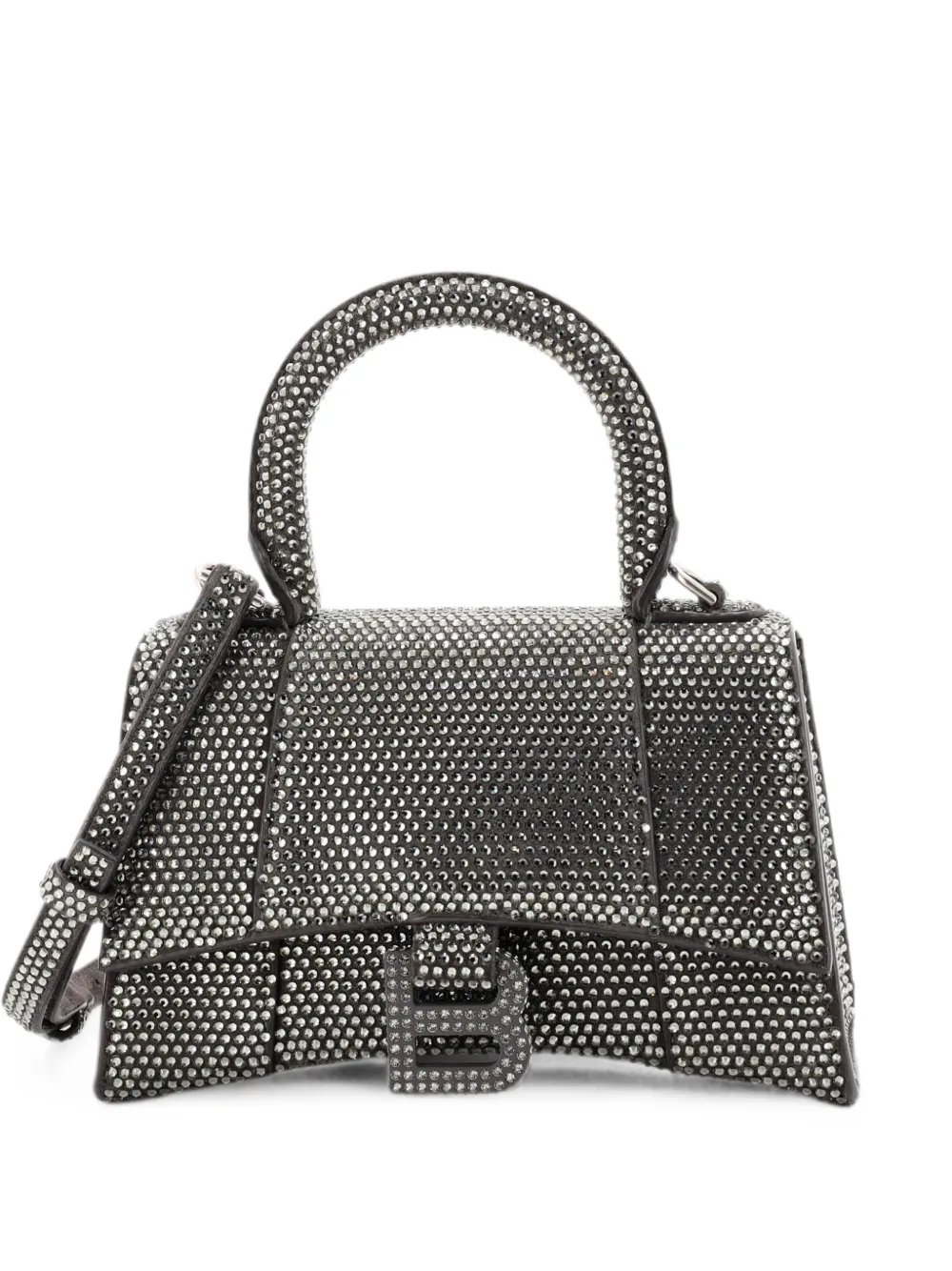 Hourglass Top Handle Bag Suede with Crystals XS crossbody bag