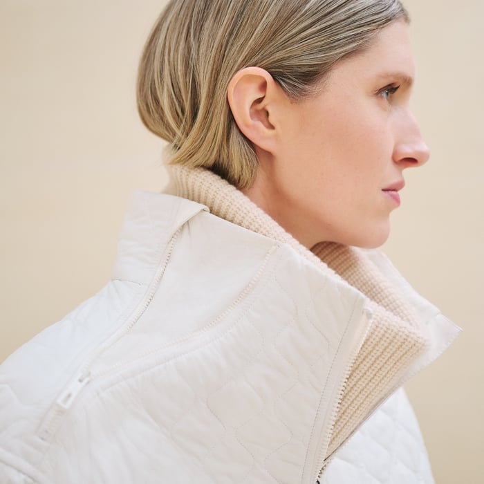 Blanc Nacre Long Puffer Coat