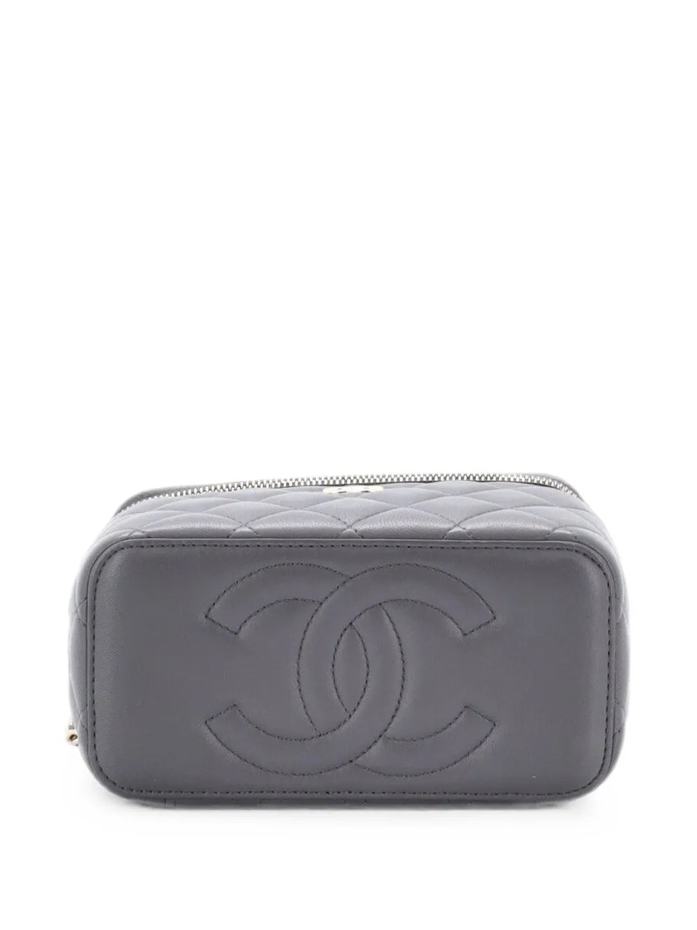 Classic Top Handle Vanity Case with Chain Quilted Lambskin Small crossbody bag