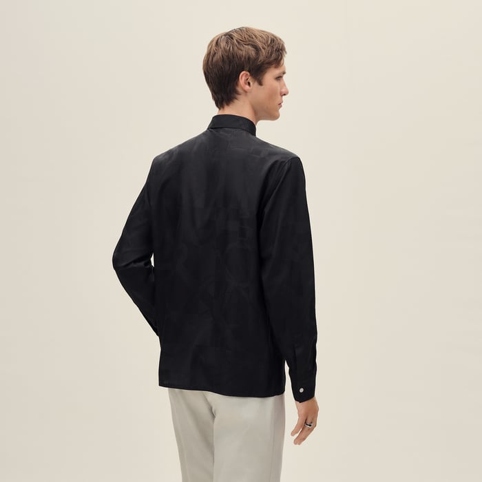 Noir "Eperon d'Or Jacquard" Straight Cut Shirt