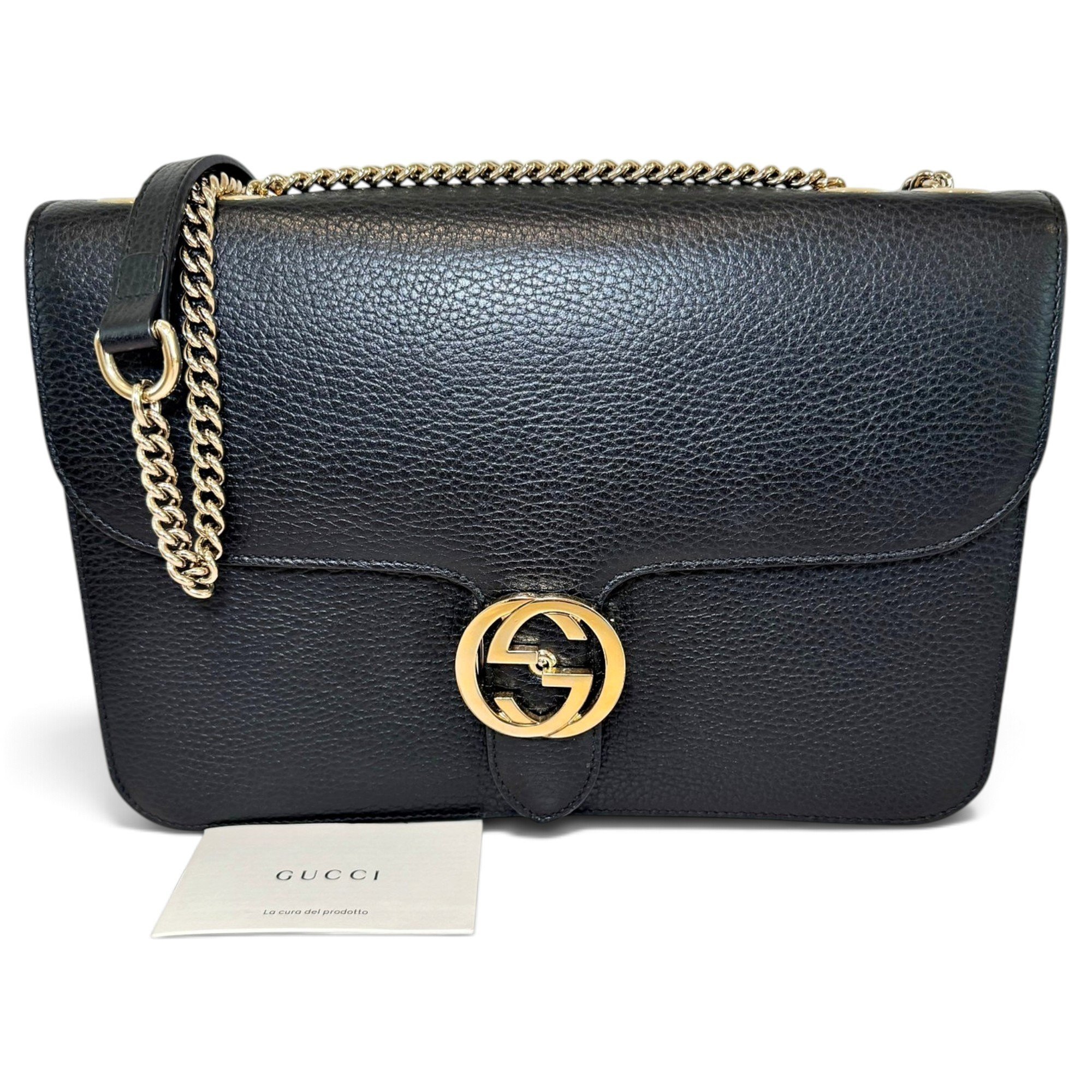 Interlocking leather handbag