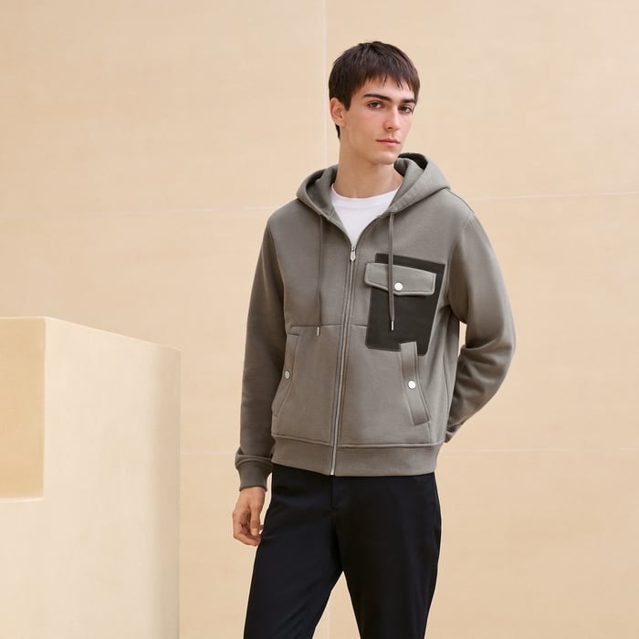 Tourbe "Empreinte Sellier Cuir" Zipped Hooded Sweater