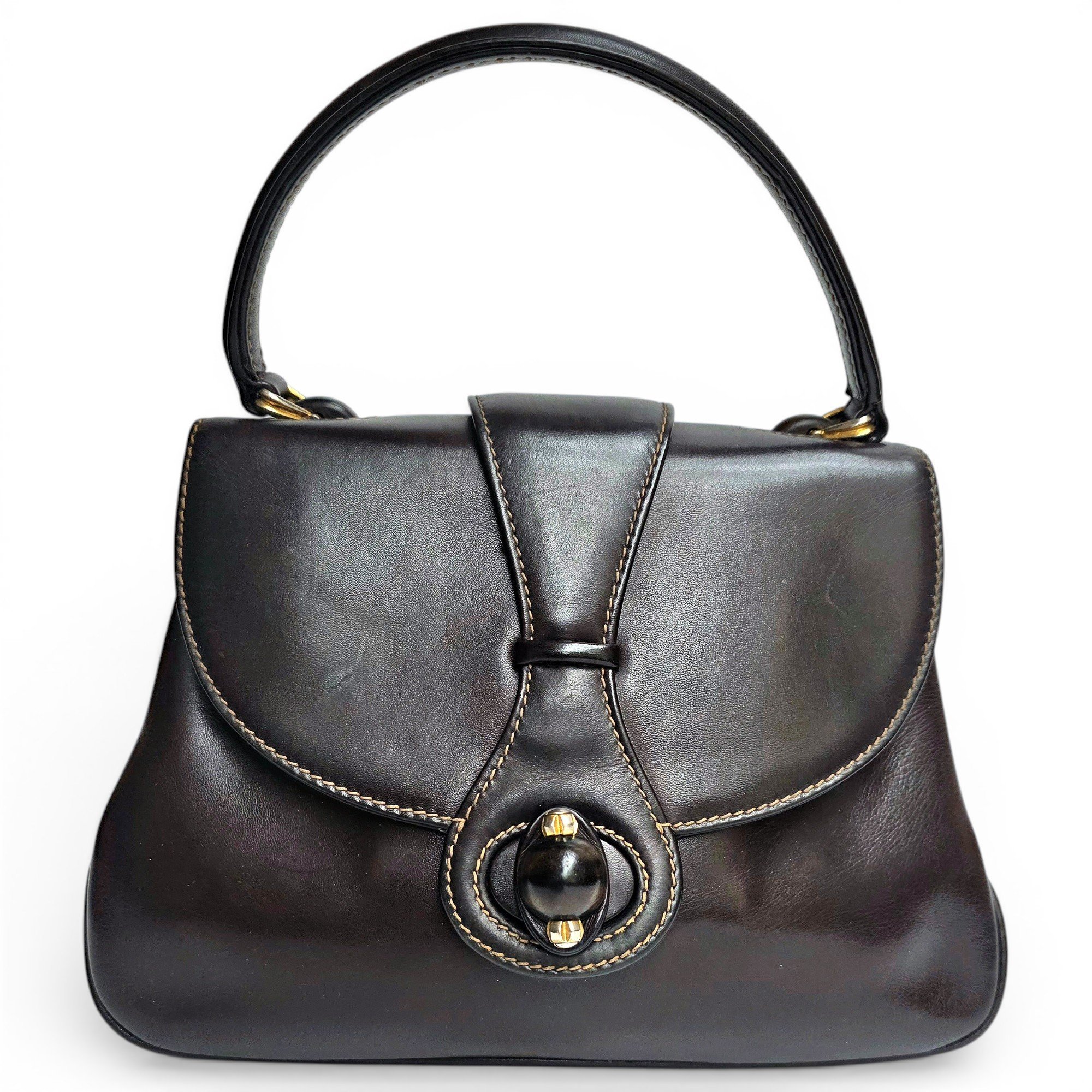 Convertible Bamboo Top Handle leather handbag