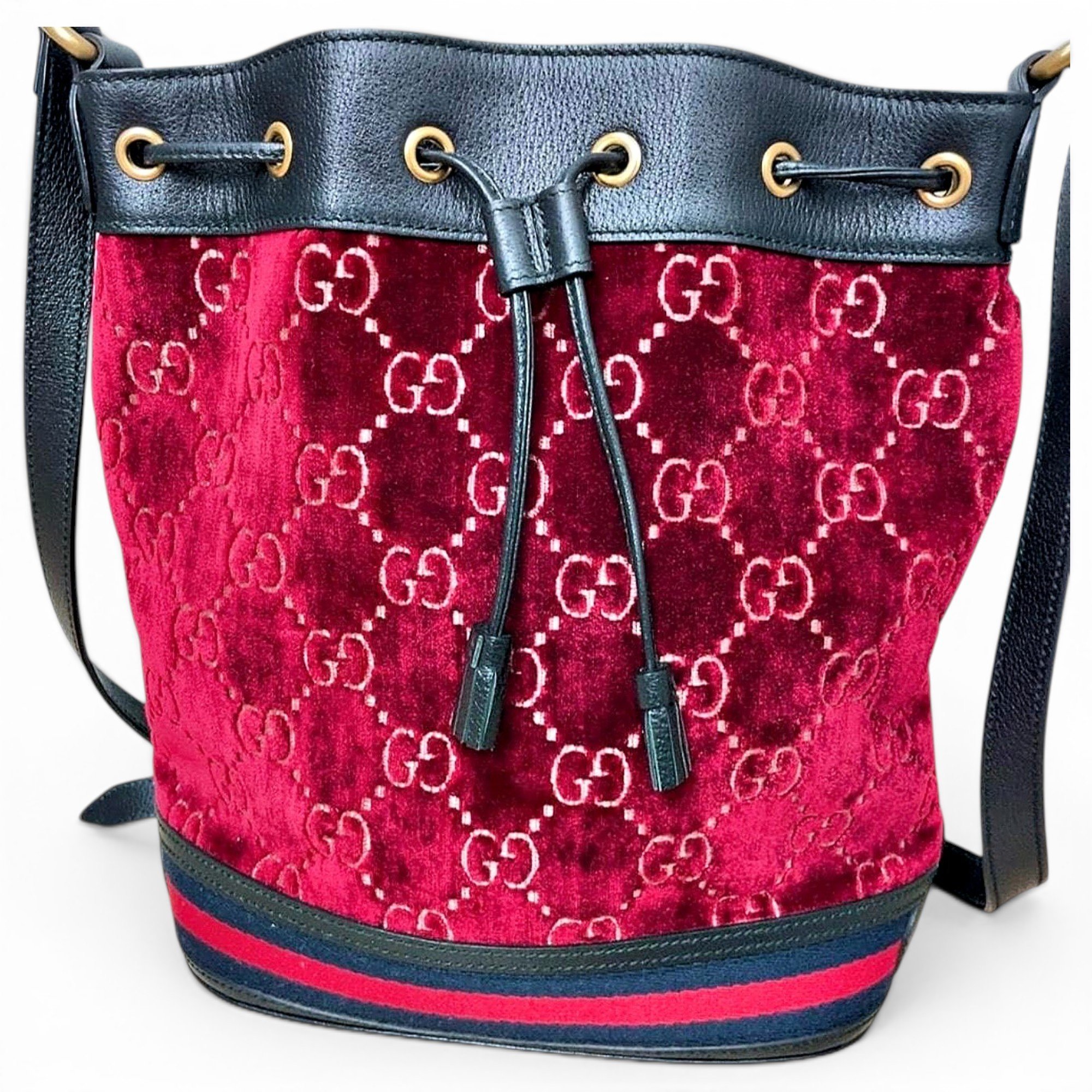 Ophidia Bucket velvet crossbody bag