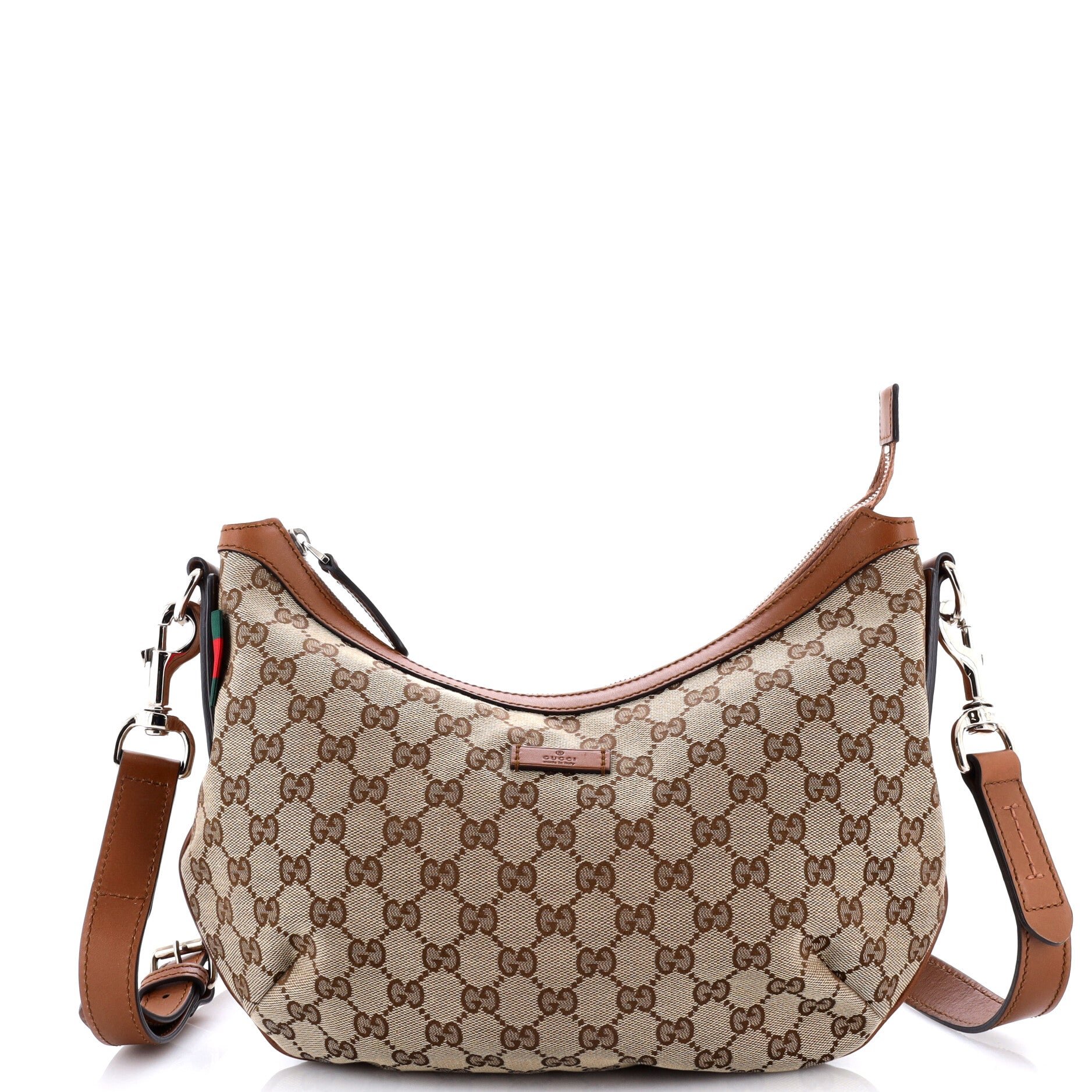 Saddle Zip Messenger Bag GG Canvas with Leather Medium