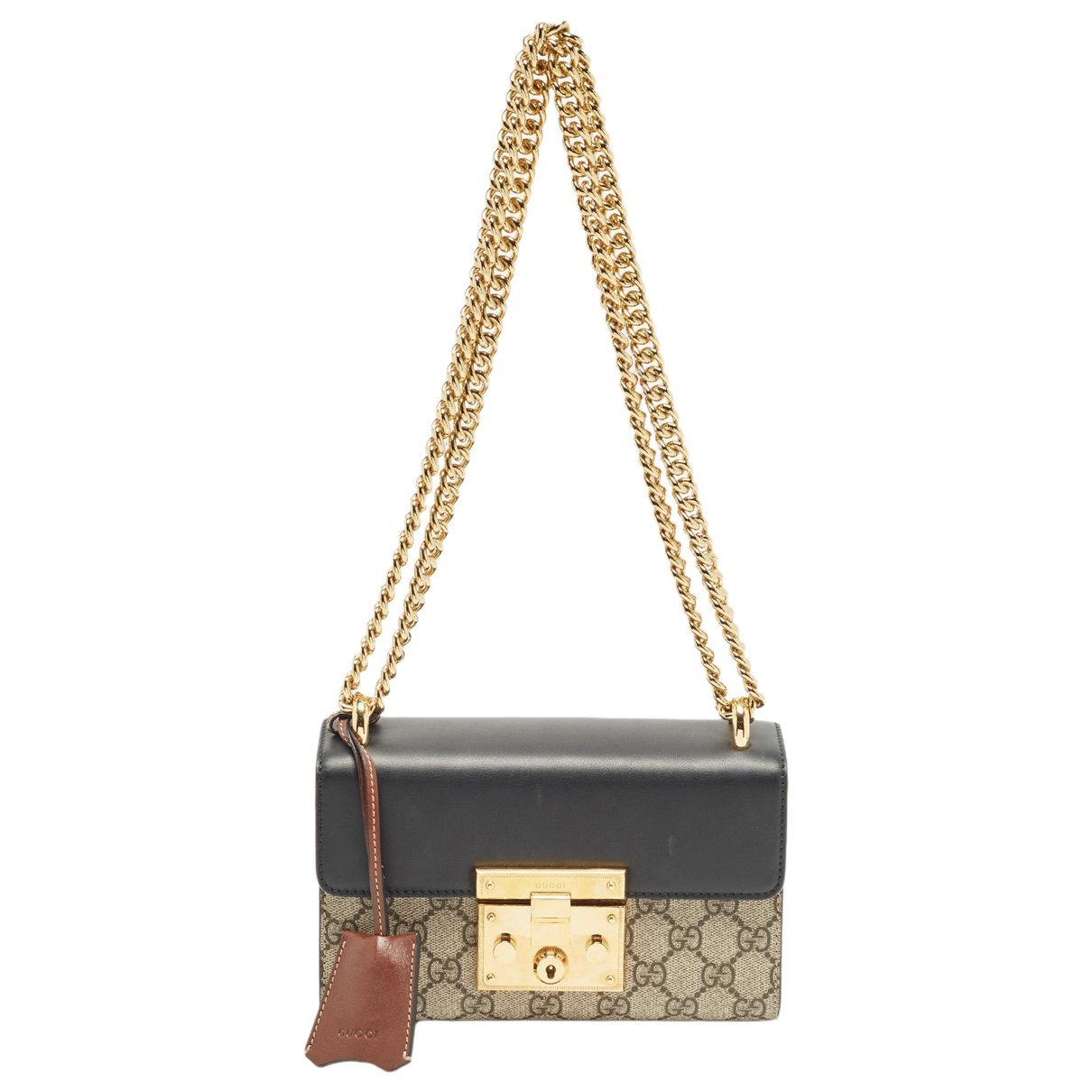 Padlock leather handbag