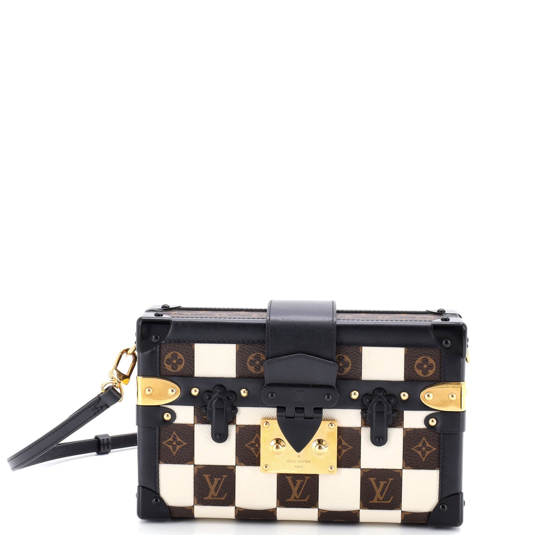 Louis Vuitton Petite Malle Handbag Damier Tressage Monogram Canvas and Leather