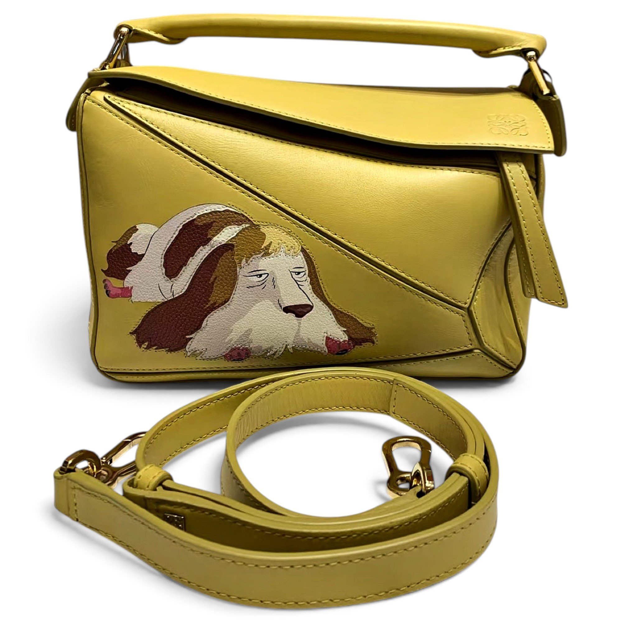 Puzzle leather handbag