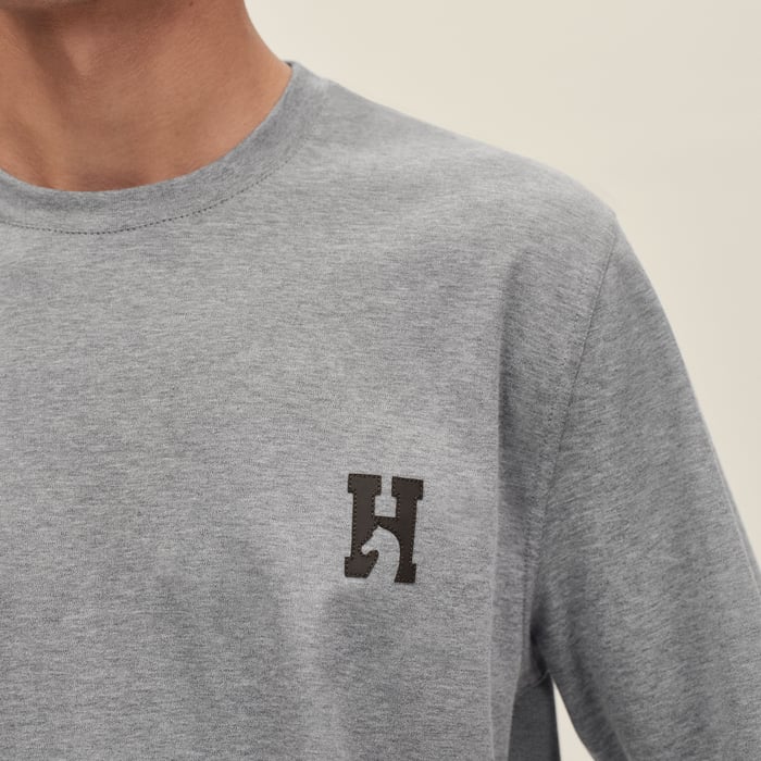 Gris "H'Cheval" T-shirt With Leather Detail