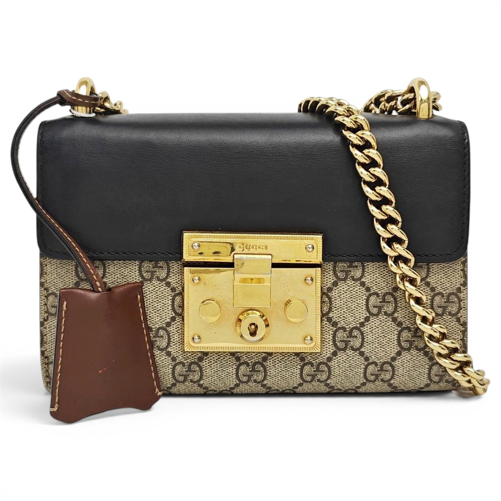 Padlock leather handbag