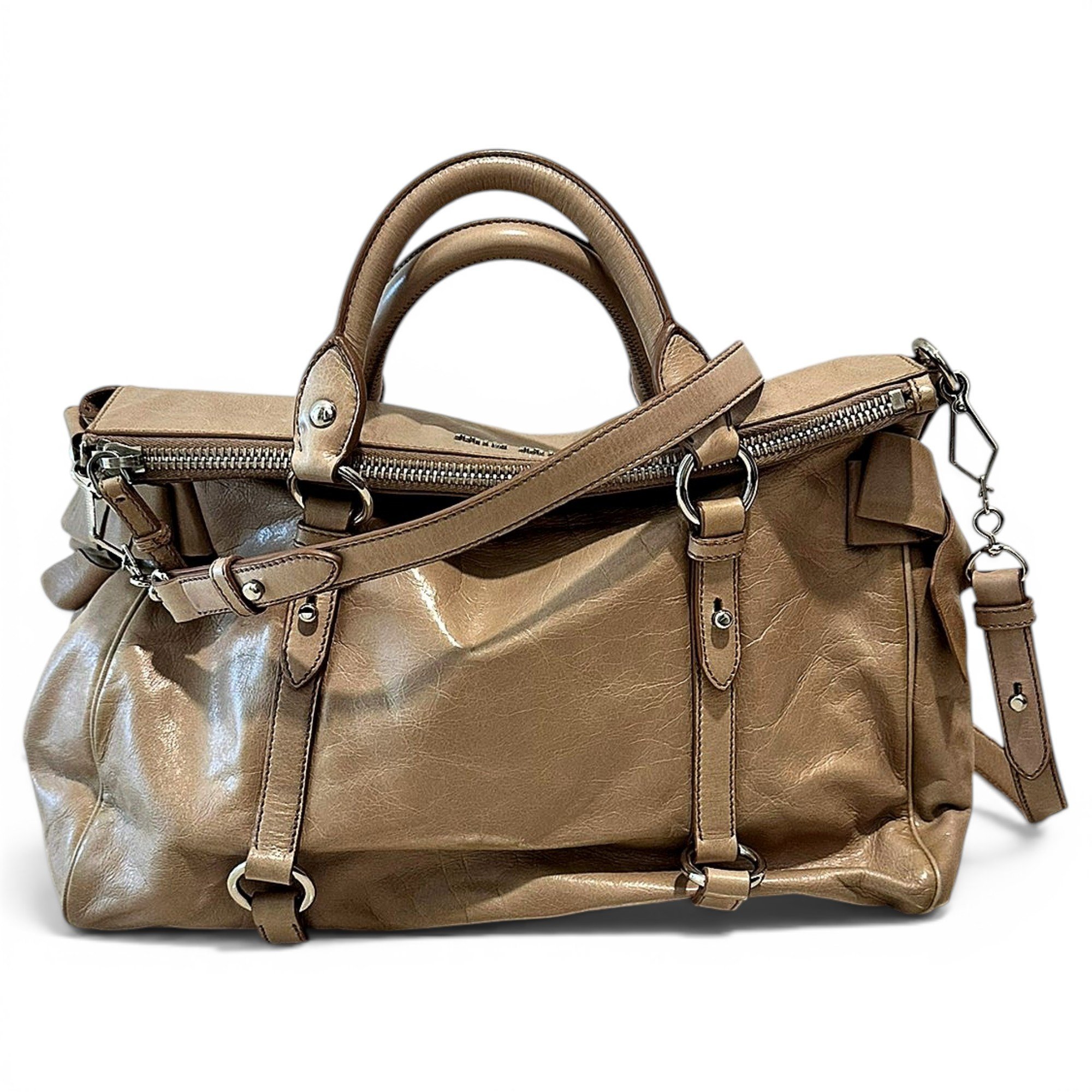 Bow bag leather handbag