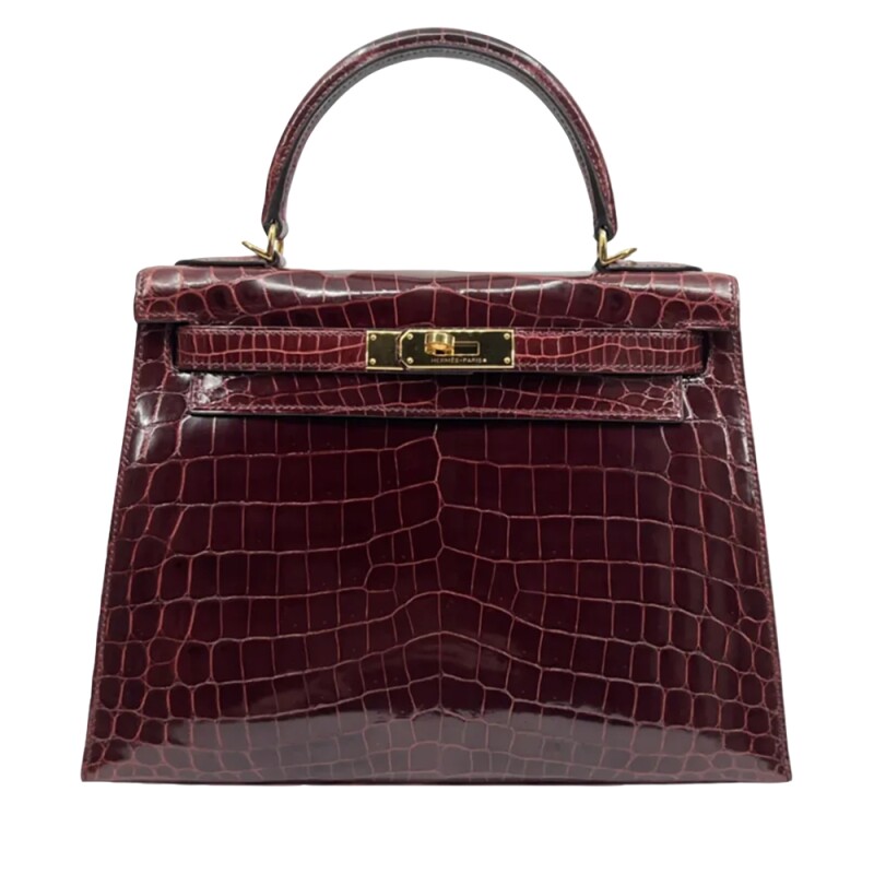 Hermes Bordeaux Niloticus Crocodile Kelly 28 Gold Hardware, 2014