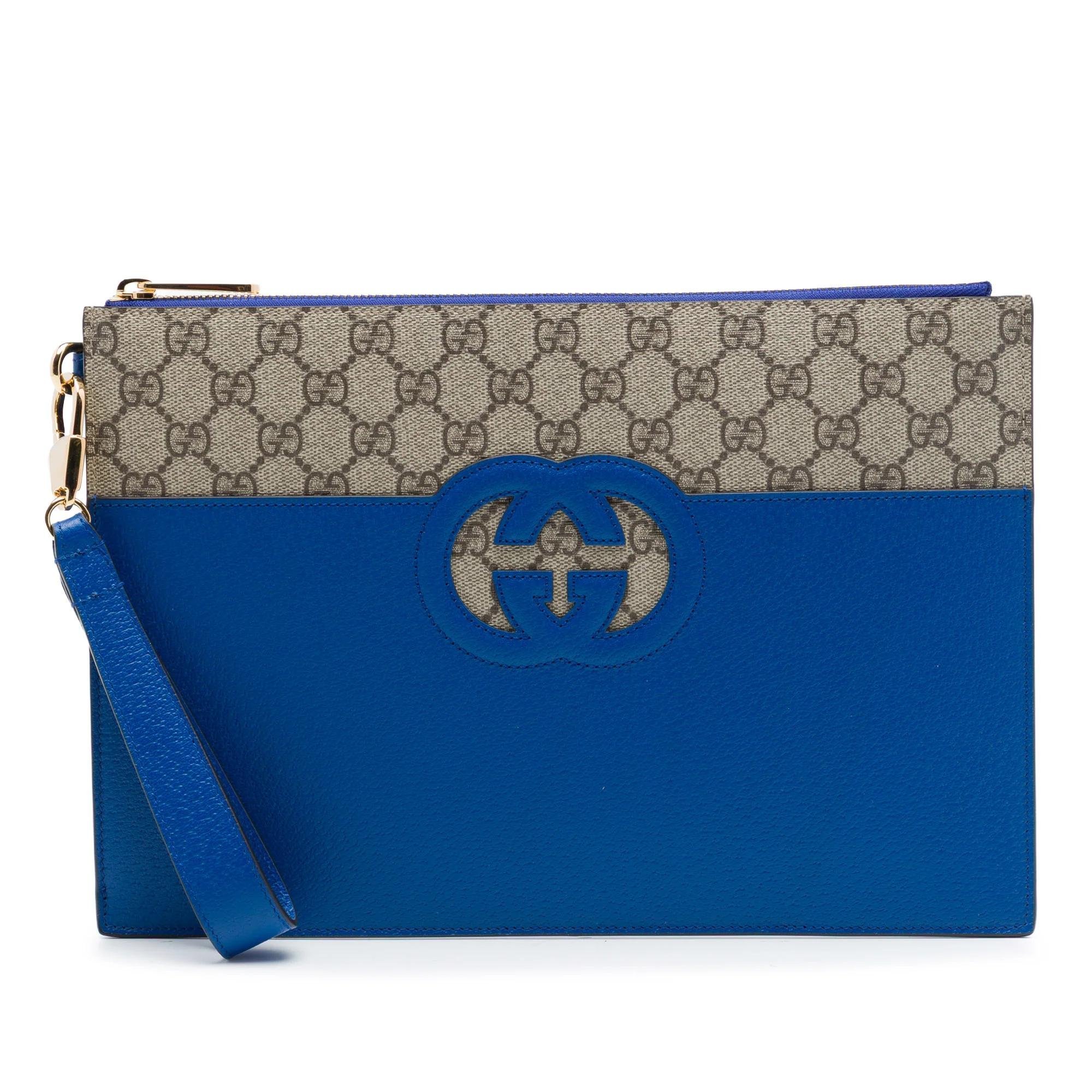 Interlocking pony-style calfskin clutch bag